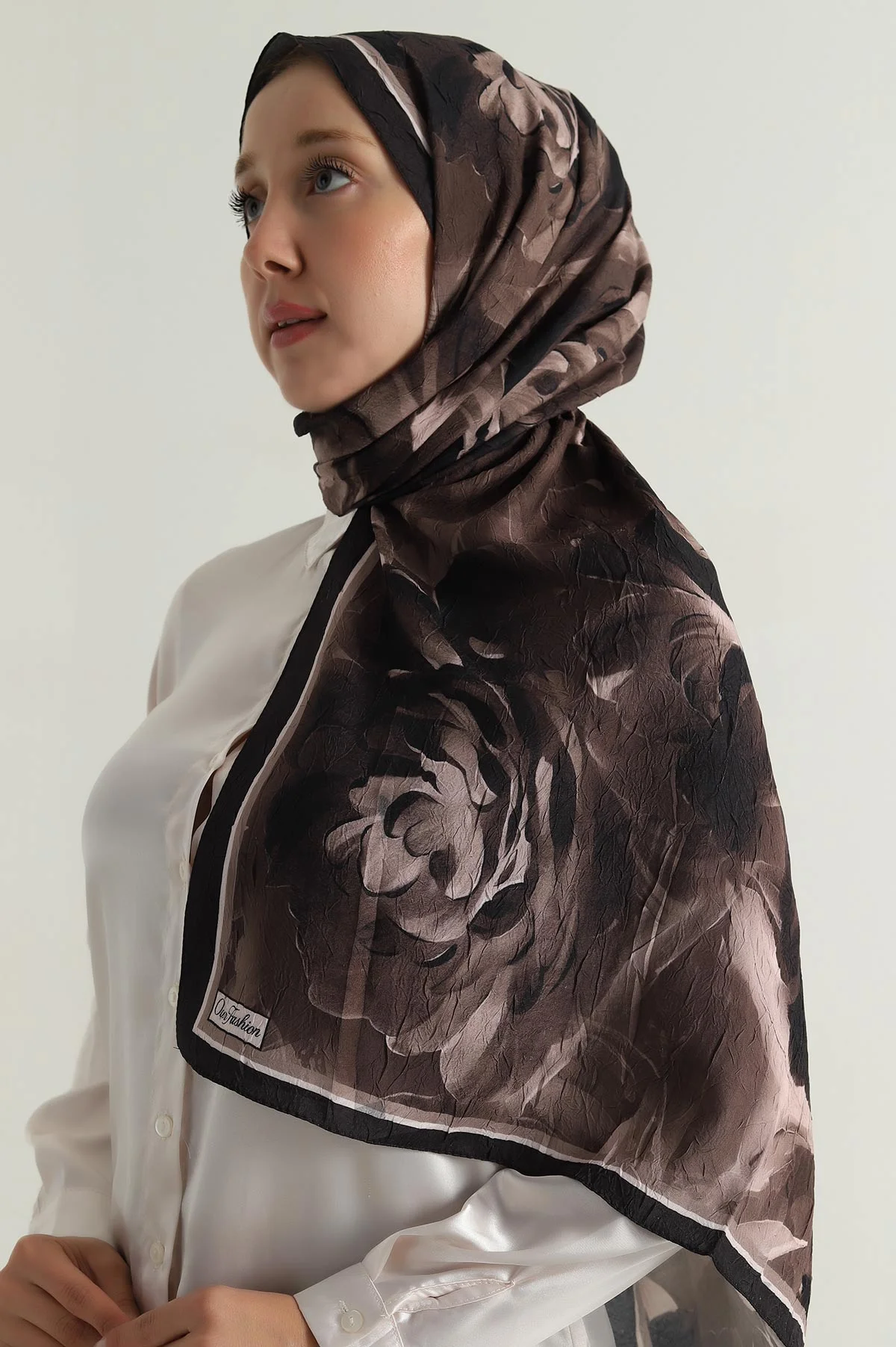 Kahve 180x75 Cm Our Fashion Dijital Baskılı Desenli Bambu Kraş Şal 396714