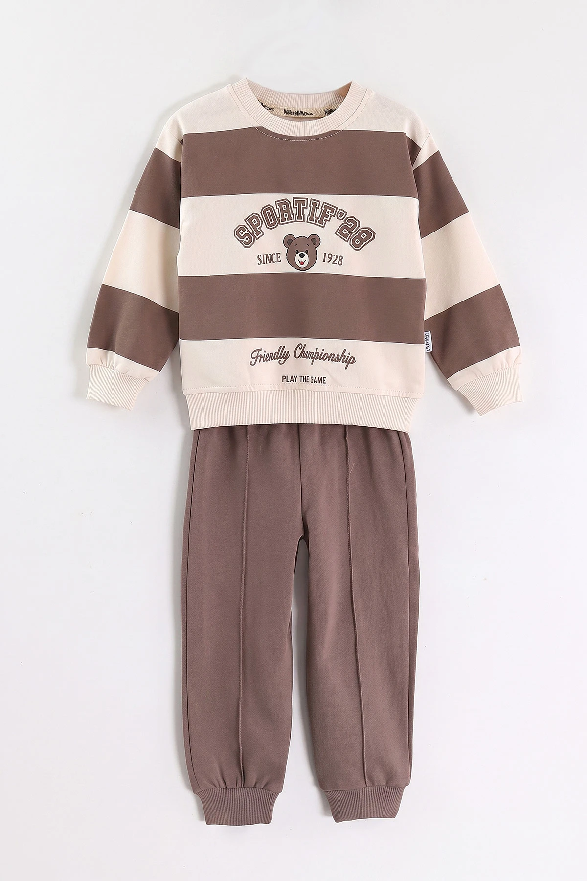 Kahve (2-5 Yaş) Sportif Baskılı Erkek Çocuk Takım 471351