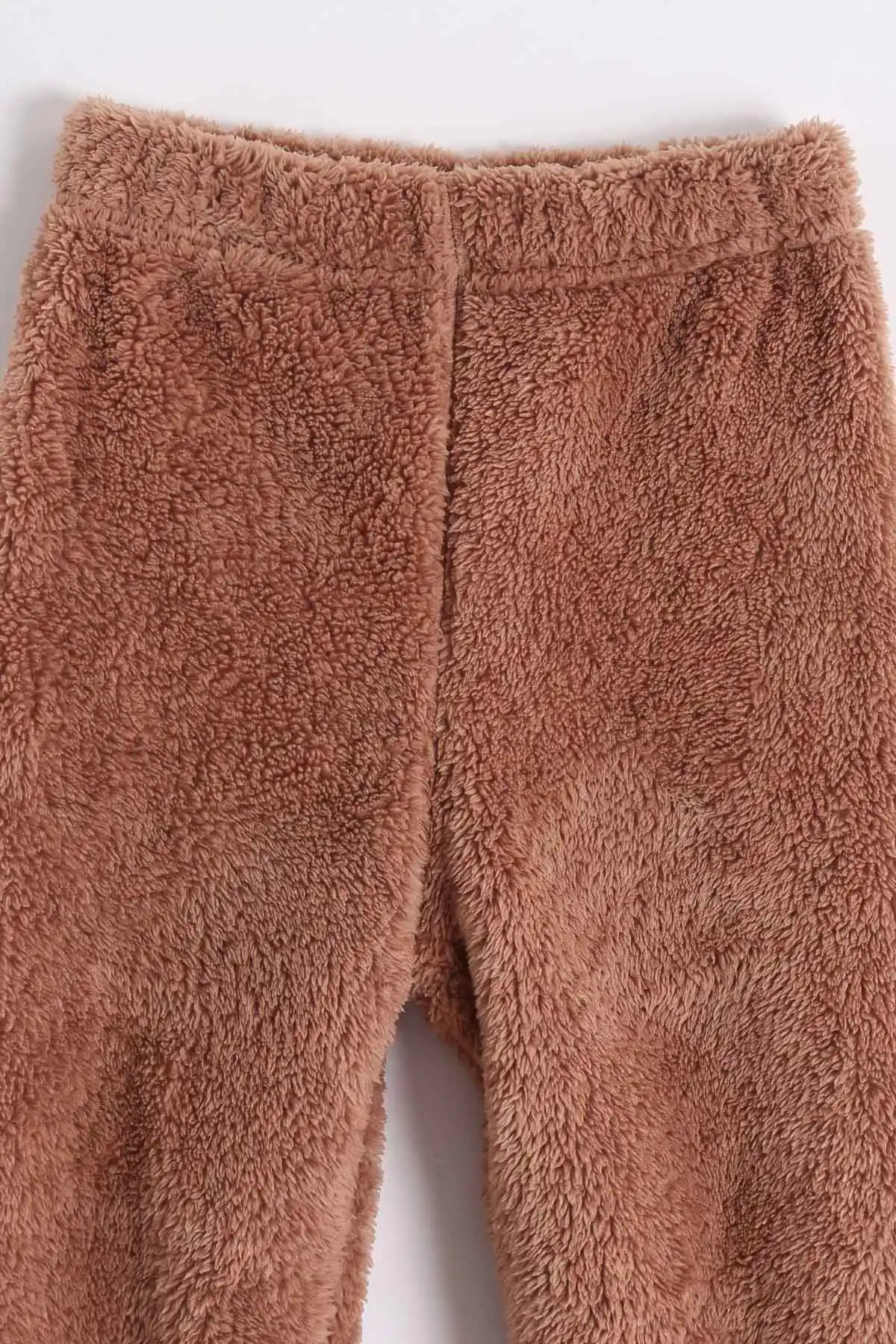 Kahve (2-7 Yaş) Love Nakışlı Kapüşonlu Peluş Kız Çocuk Kışlık Takım 483208