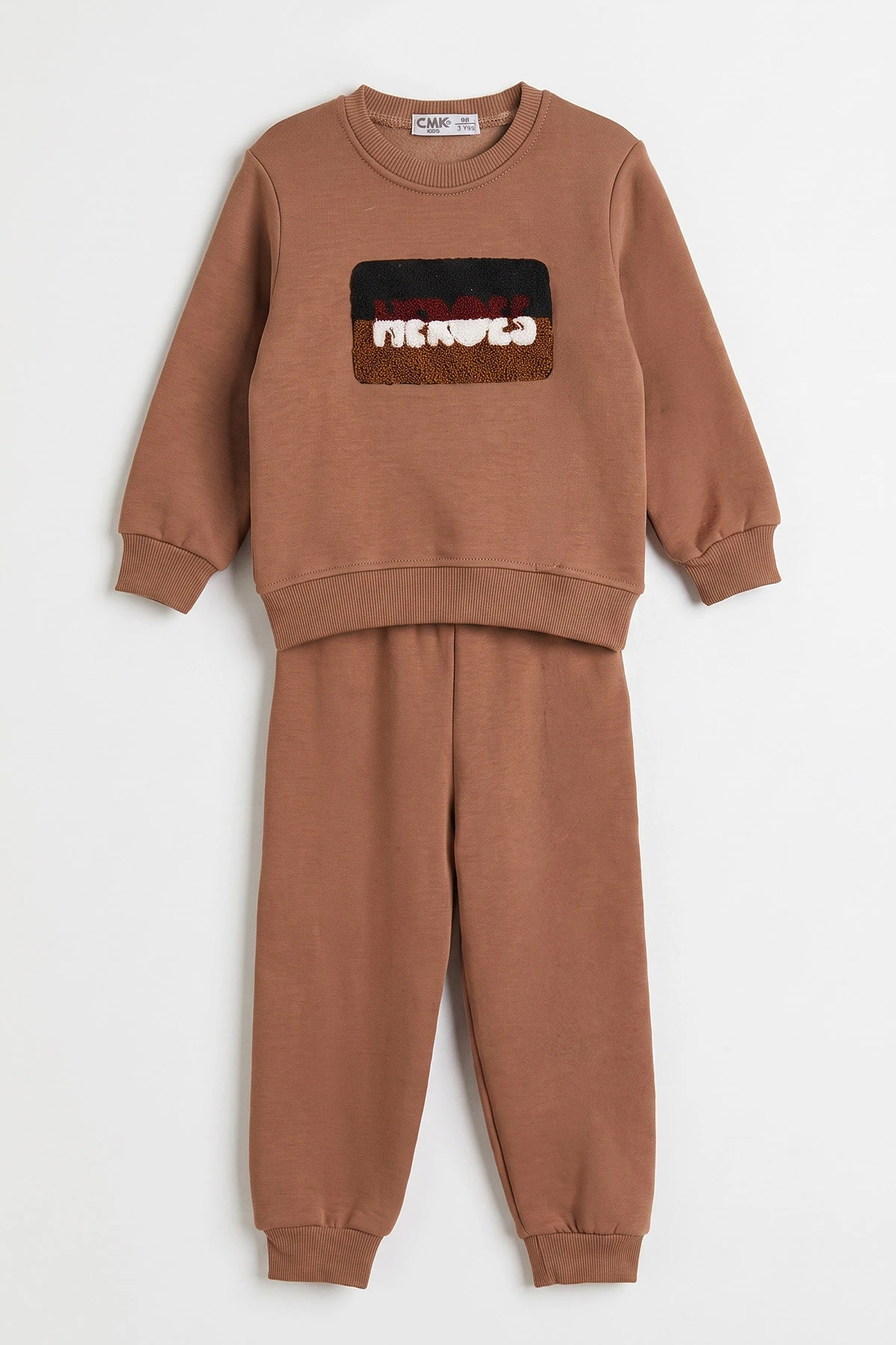 Kahve (2-7 Yaş) Süzene Nakışlı 3 İp Şardonlu Erkek Çocuk Kışlık Takım 475206
