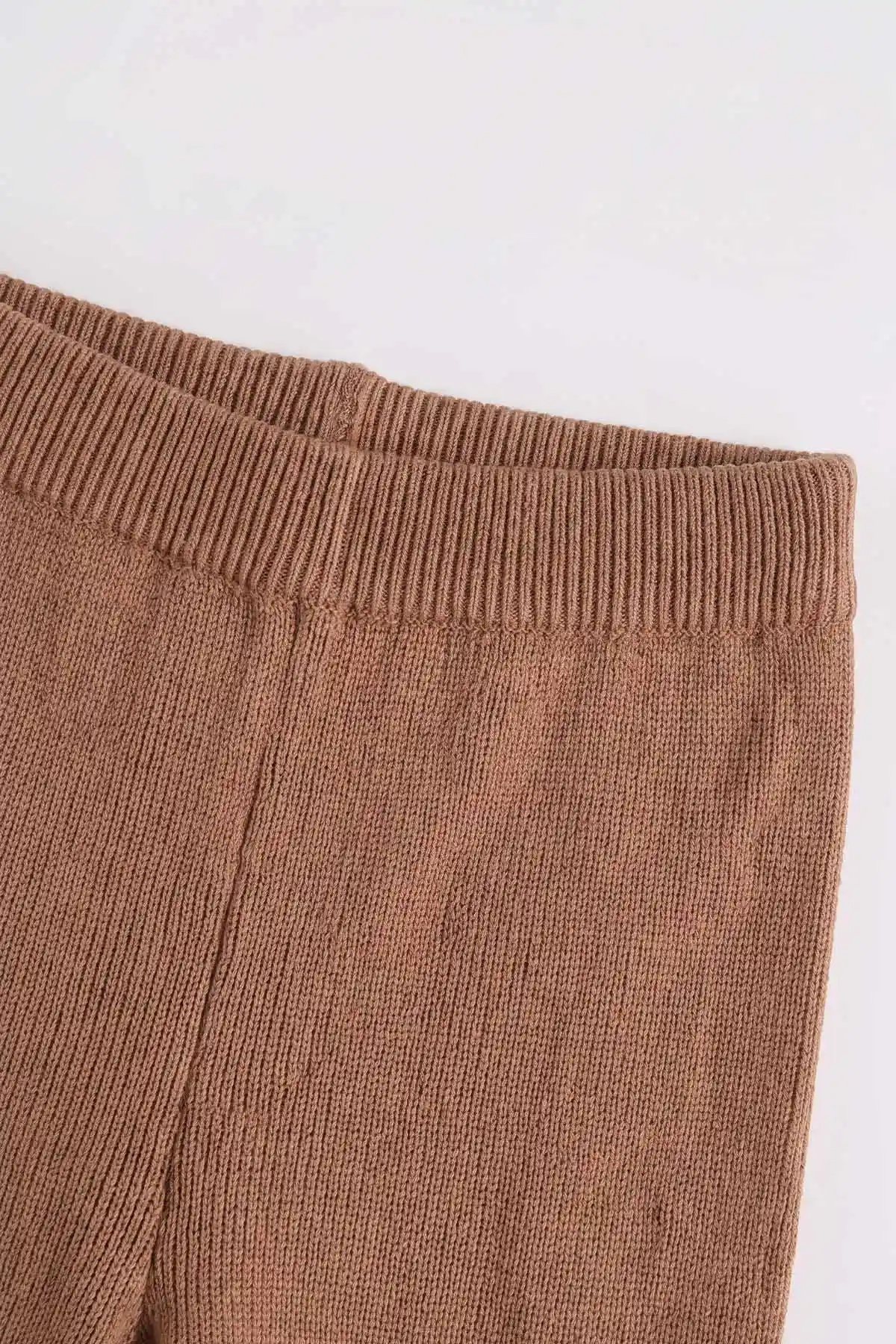Kahve (2-8 Yaş) Boru Paça Triko Kız Çocuk Pantolon 474576