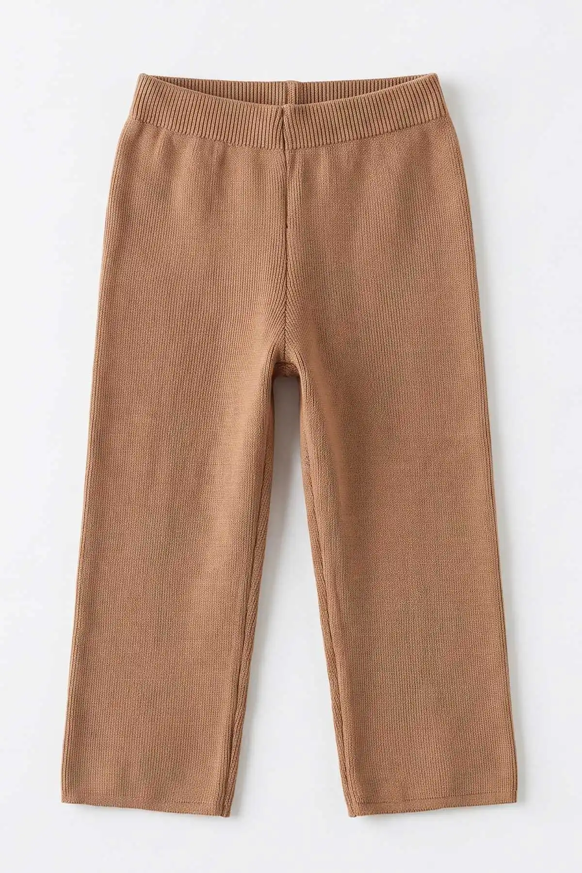 Kahve (2-8 Yaş) Boru Paça Triko Kız Çocuk Pantolon 474576