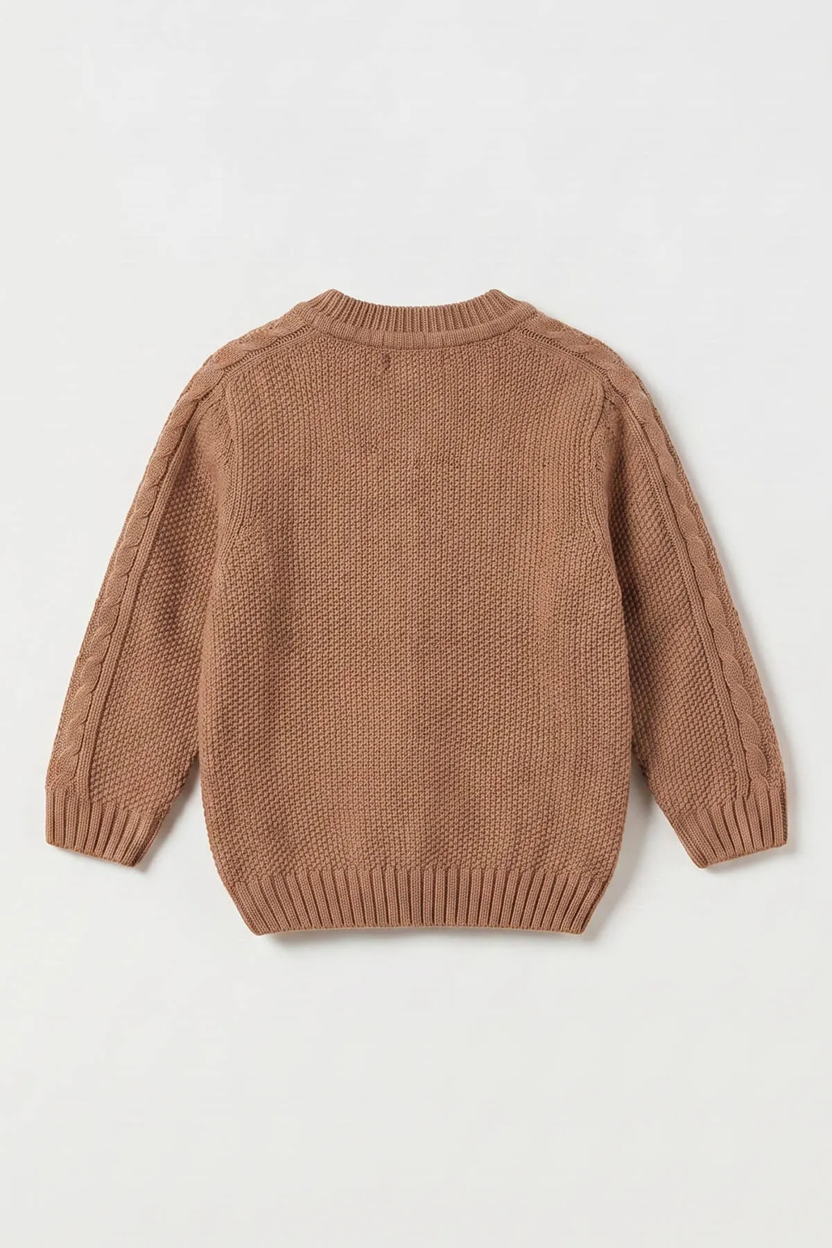 Kahve (2-8 Yaş)  Dikişsiz Saç Örgü Erkek Çocuk  Triko Kazak 474906