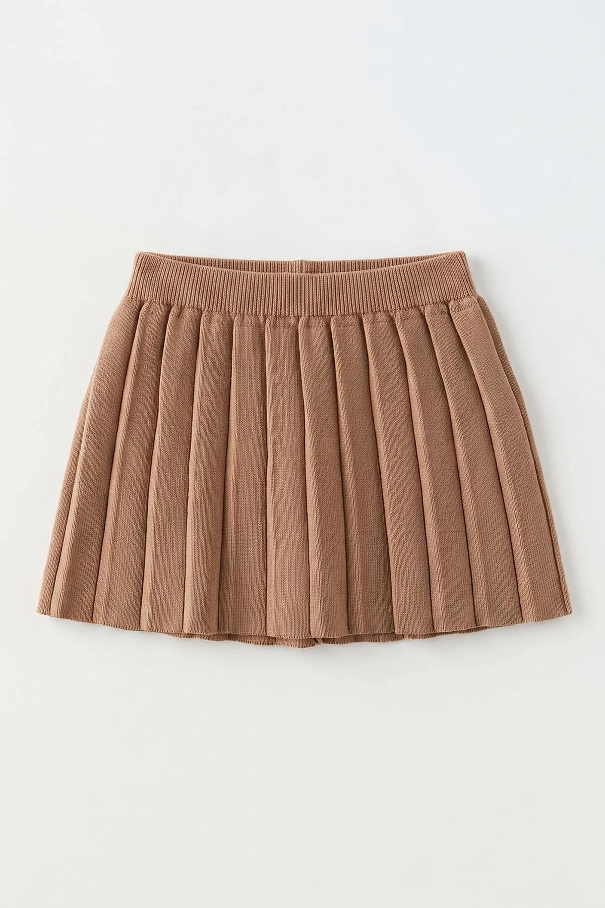 Kahve (2-8 Yaş) Pileli Triko Kız Çocuk Etek 474845
