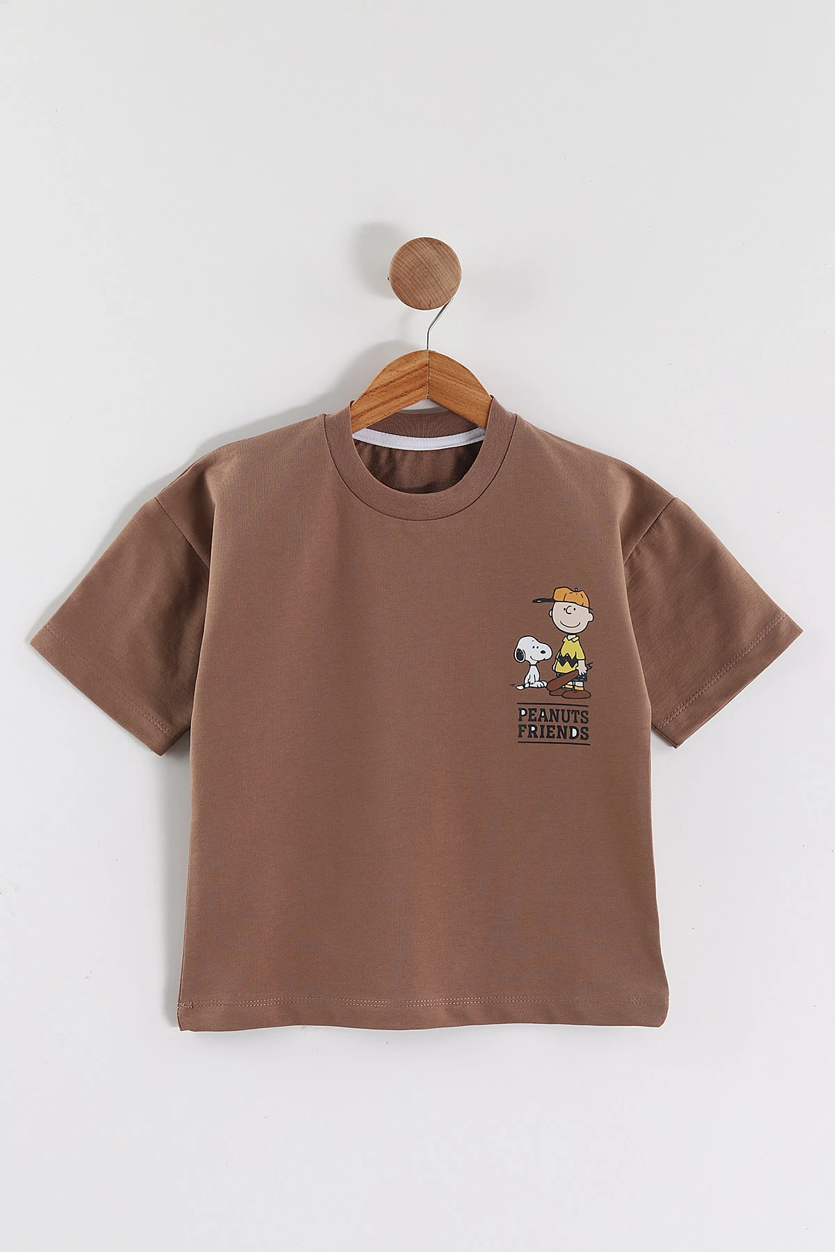 Kahve (3-10 Yaş) Karakter Baskılı Oversize Erkek Çocuk Tişört 469008