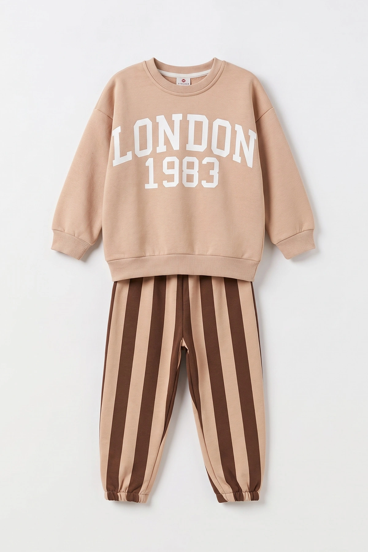 Kahve (3-10 Yaş) London Baskılı 3 İp Şardonlu Erkek Çocuk Kışlık Takım 495837