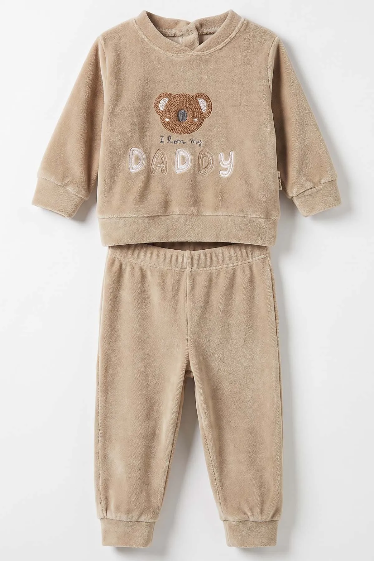 Kahve (3-18 Ay)  Dady  Nakışlı  Kadife Erkek  Bebek Takım 487661