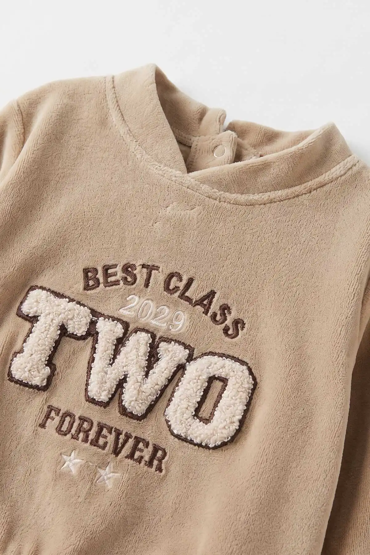 Kahve (3-18 Ay)Best Class Nakışlı  Kadife Erkek  Bebek Takım 487673