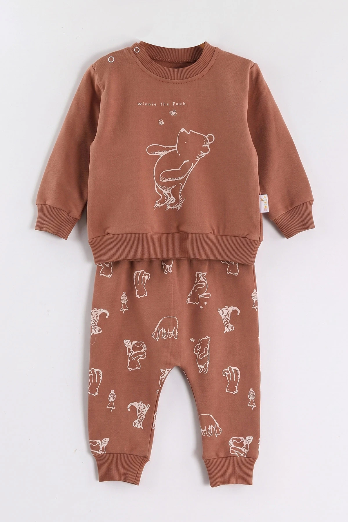 Kahve (3-24 Ay)  Ayıcık Baskılı  2 İp Erkek Bebek Takım 472964