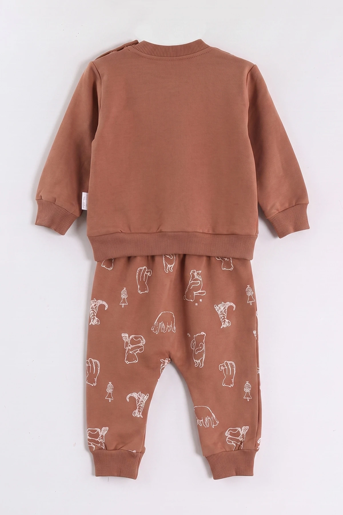 Kahve (3-24 Ay)  Ayıcık Baskılı  2 İp Erkek Bebek Takım 472964
