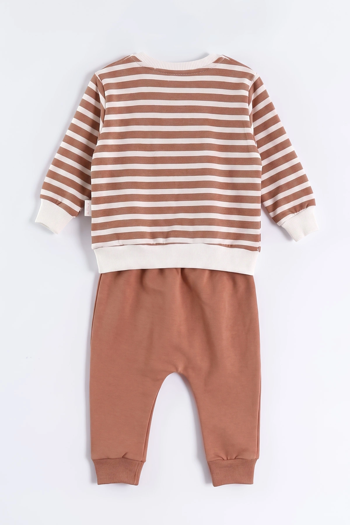 Kahve (3-24 Ay)  Çizgili Cep Detaylı 2 İp Erkek Bebek Takım 472960