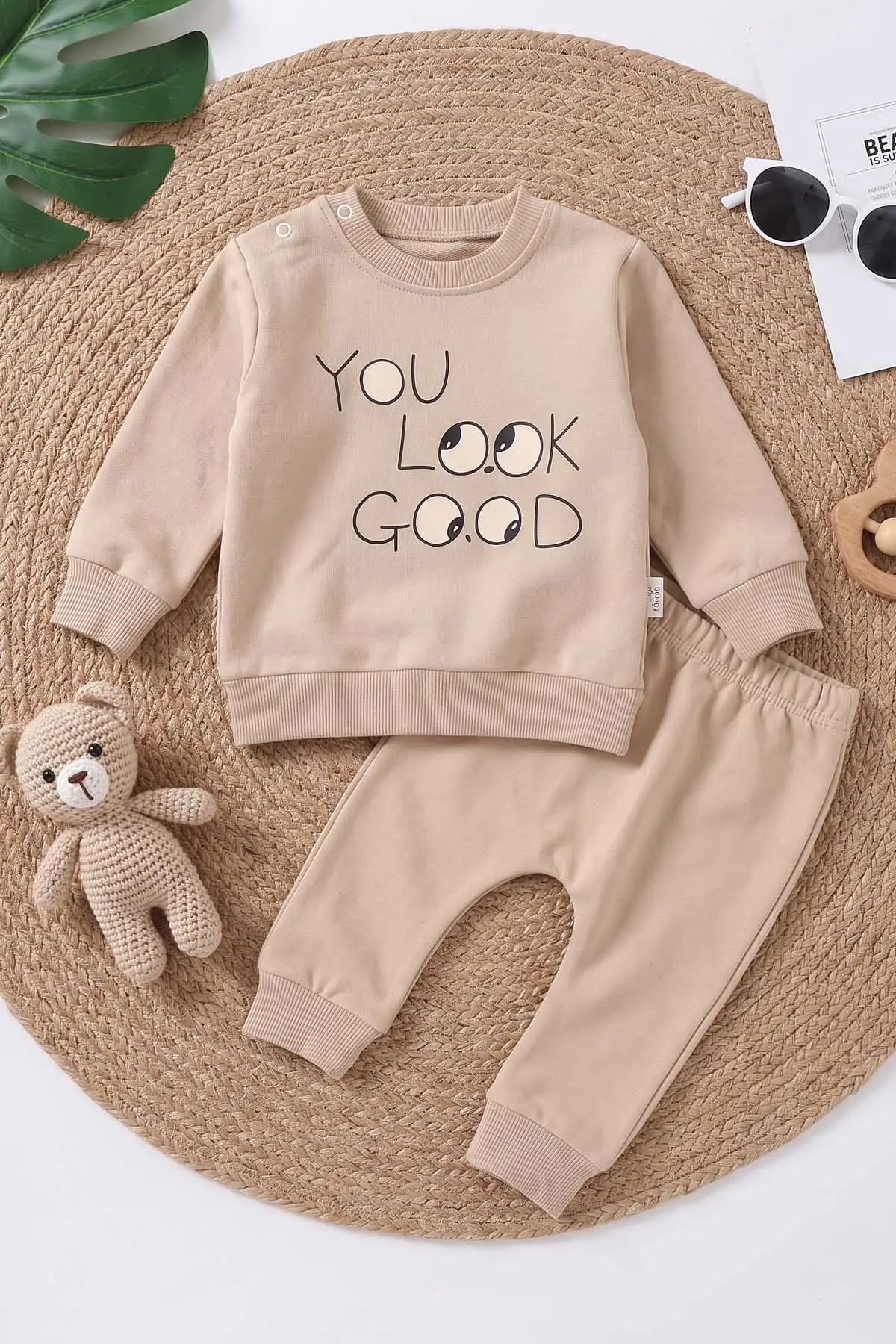 Kahve (3-24 Ay)You Look Good Baskılı 2 İp Erkek Bebek Mevsimlik Takım 472774