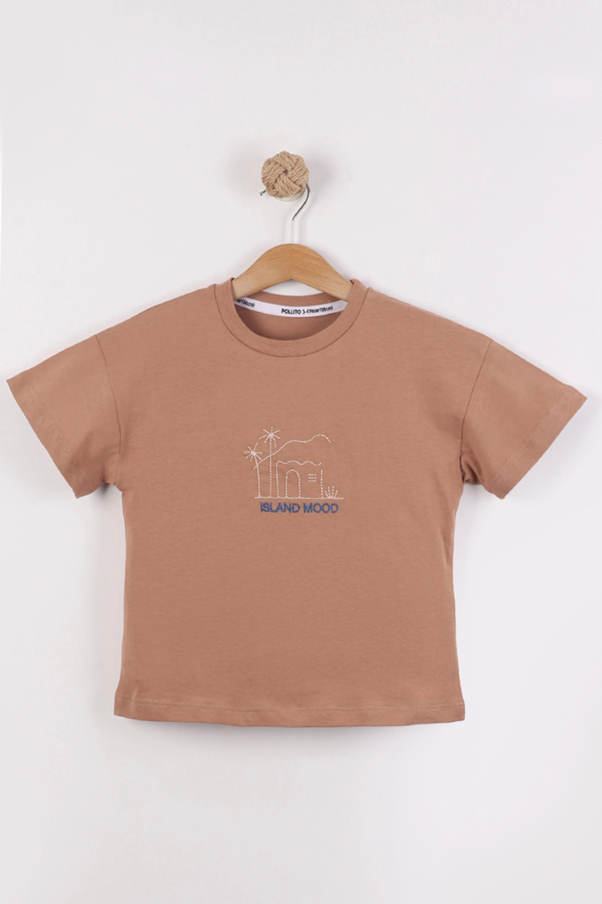Kahve (3-6 Yaş)Nakışlı Gabardin  Şortlu Erkek Çocuk Takım 459496