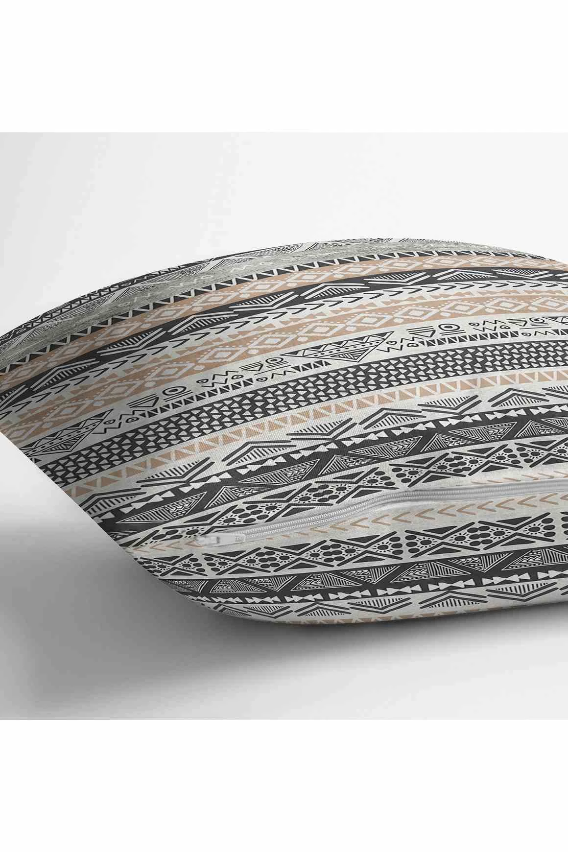 Bej 43x43 Dijital Baskılı Fermuarlı Modern Kırlent Kılıfı 252270