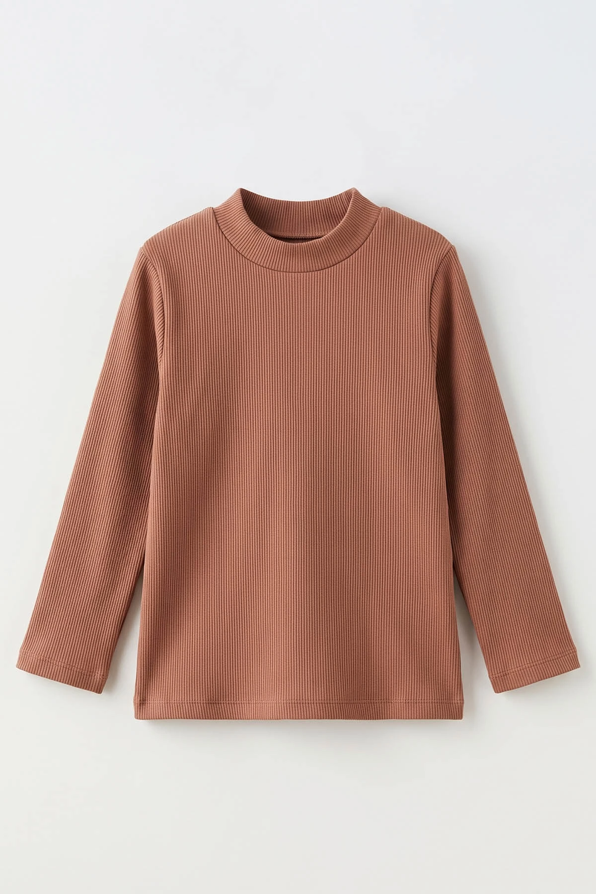 Kahve (5-12 Yaş) Yarım Balıkçı Yaka Kaşkorse Çocuk Body Sweatshirt 495472