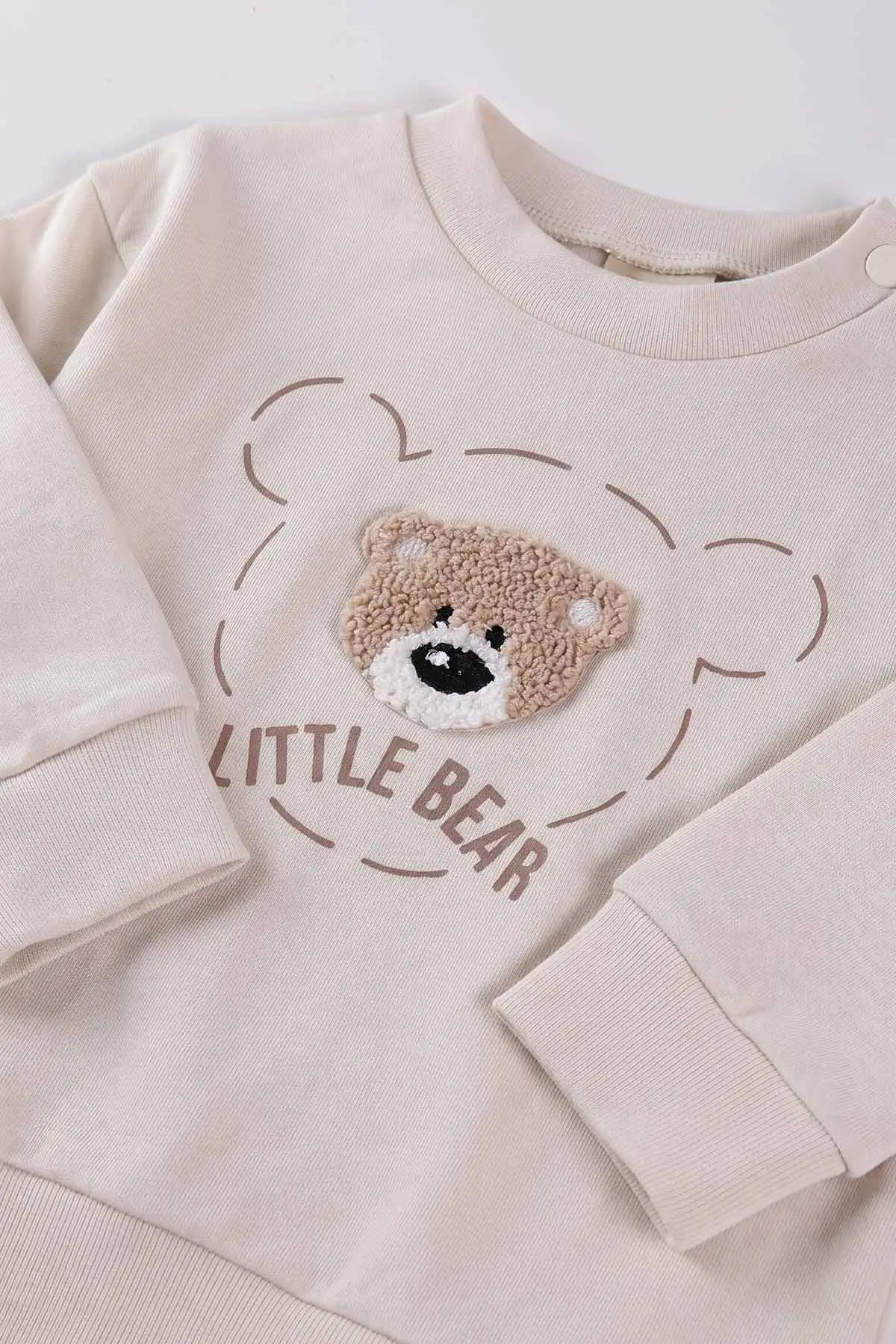 Kahve (6-18 Ay)Bear Süzene Nakışlı Çıtçıtlı Çimalı Erkek Bebek Takım 477305