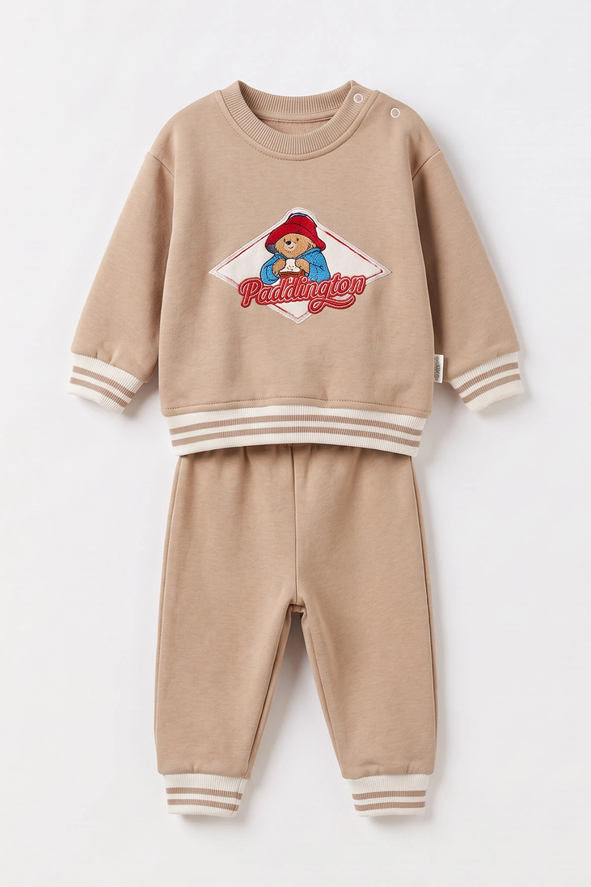Kahve (6-24 Ay) Pattington Nakışlı 3 İp Şardonlu Erkek Bebek Kışlık Takım 499780