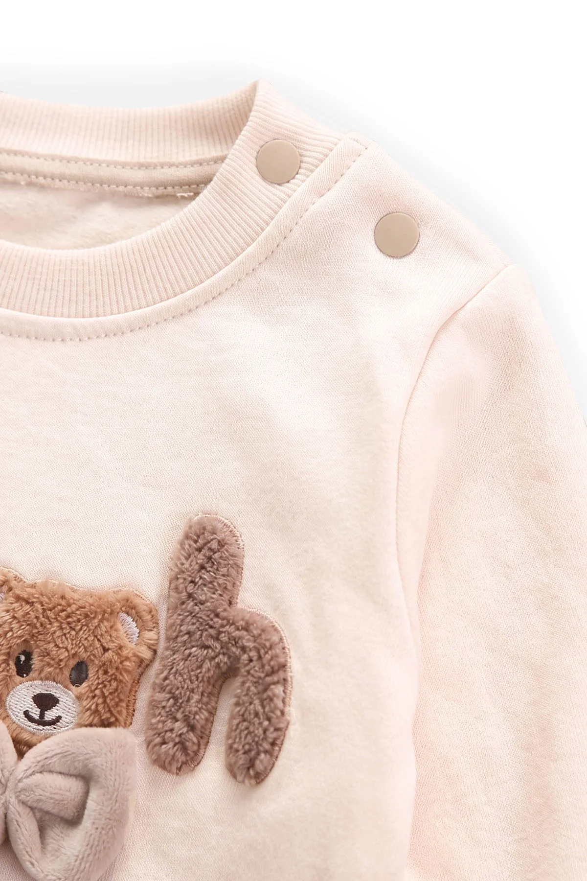 Kahve (6-24 Ay) Süzene Pooh Nakışlı Papyonlu Erkek Bebek 2'li Takım 472844
