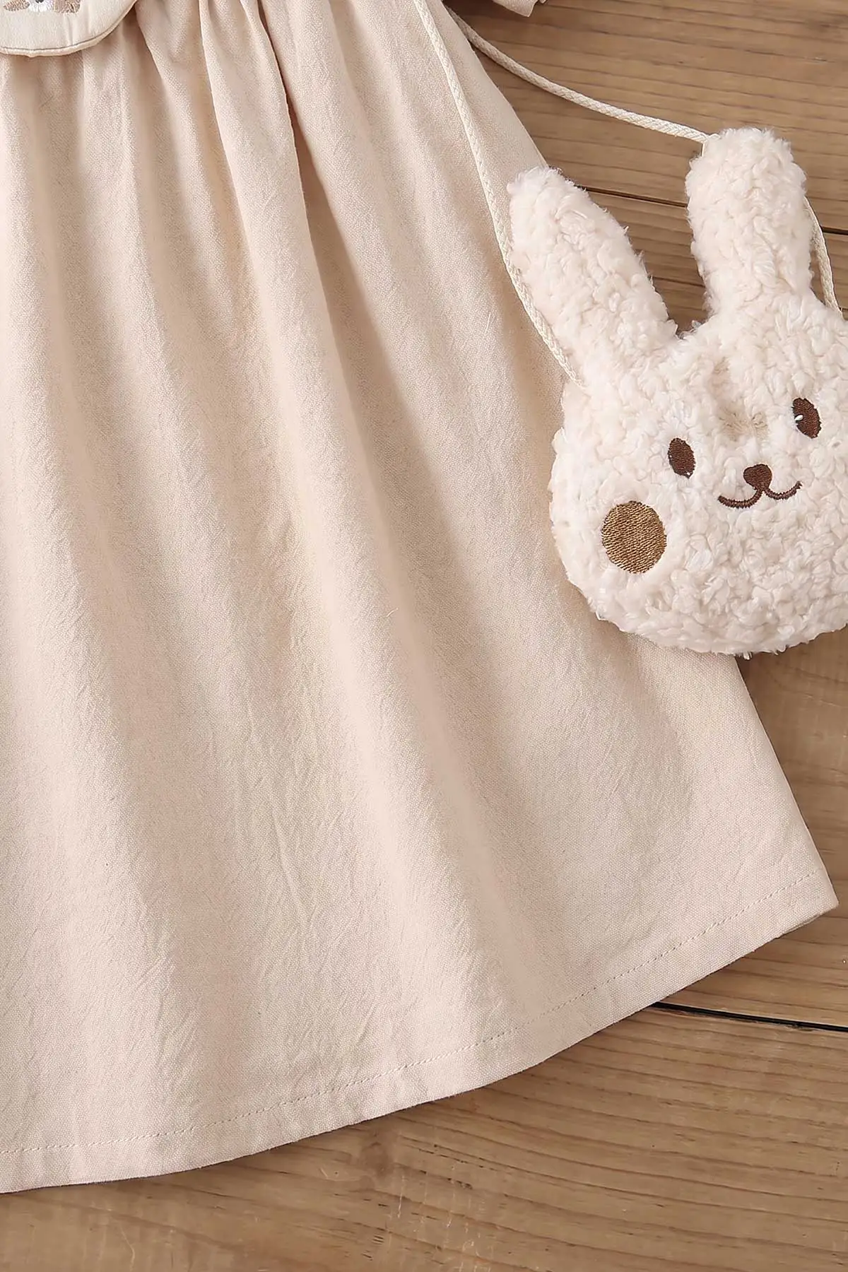 Kahve (6-24 Ay) Tavşan Çantalı Kol Lastikli Kız Bebek Elbise 470834