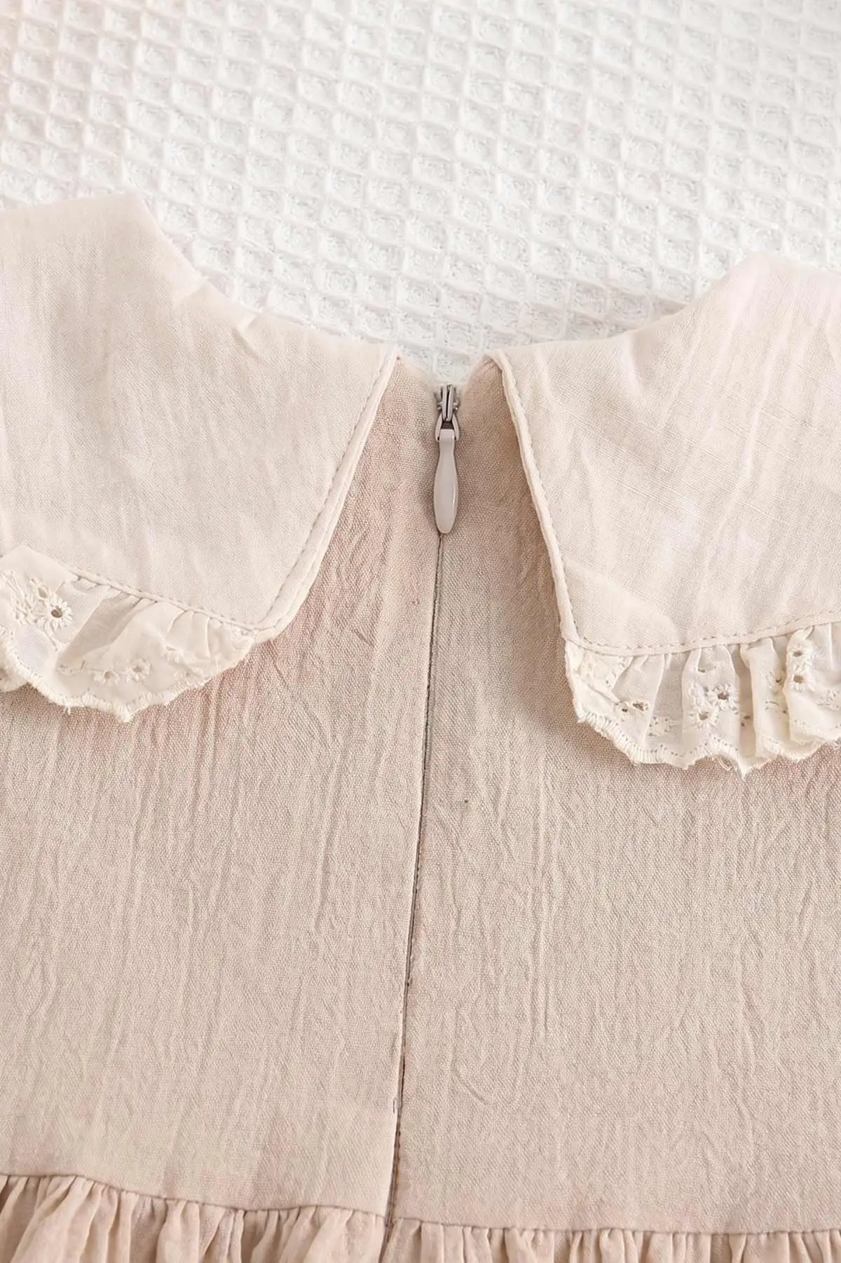 Kahve (6-24 Ay)Yakası Nakışlı Fistolu Müslin Kız Bebek Elbise 467273