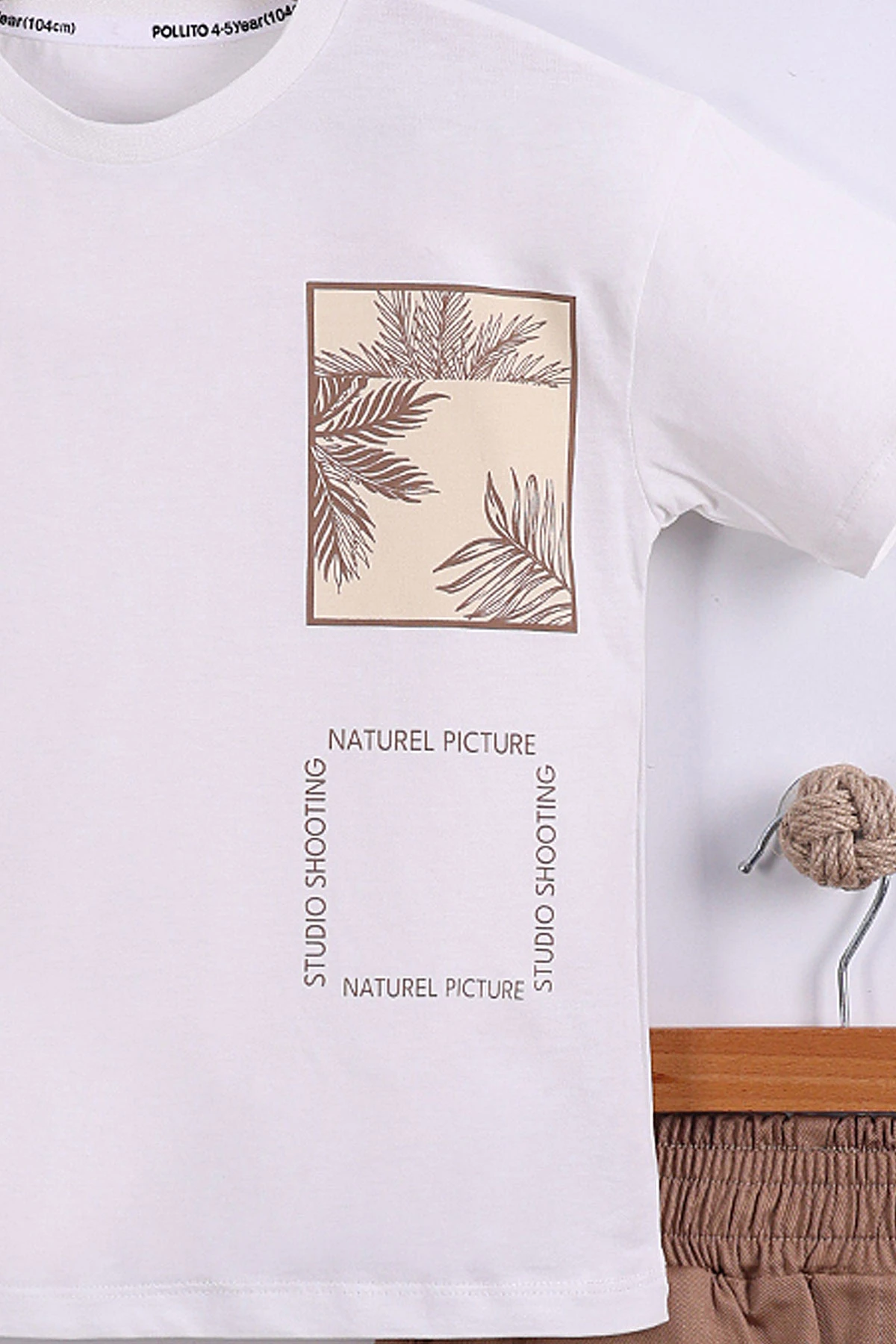 Kahve (7-11 Yaş)Natural Picture Baskılı Tişörtlü  Gabardin Şortlu Erkek Çocuk Yazlık Takım 441932