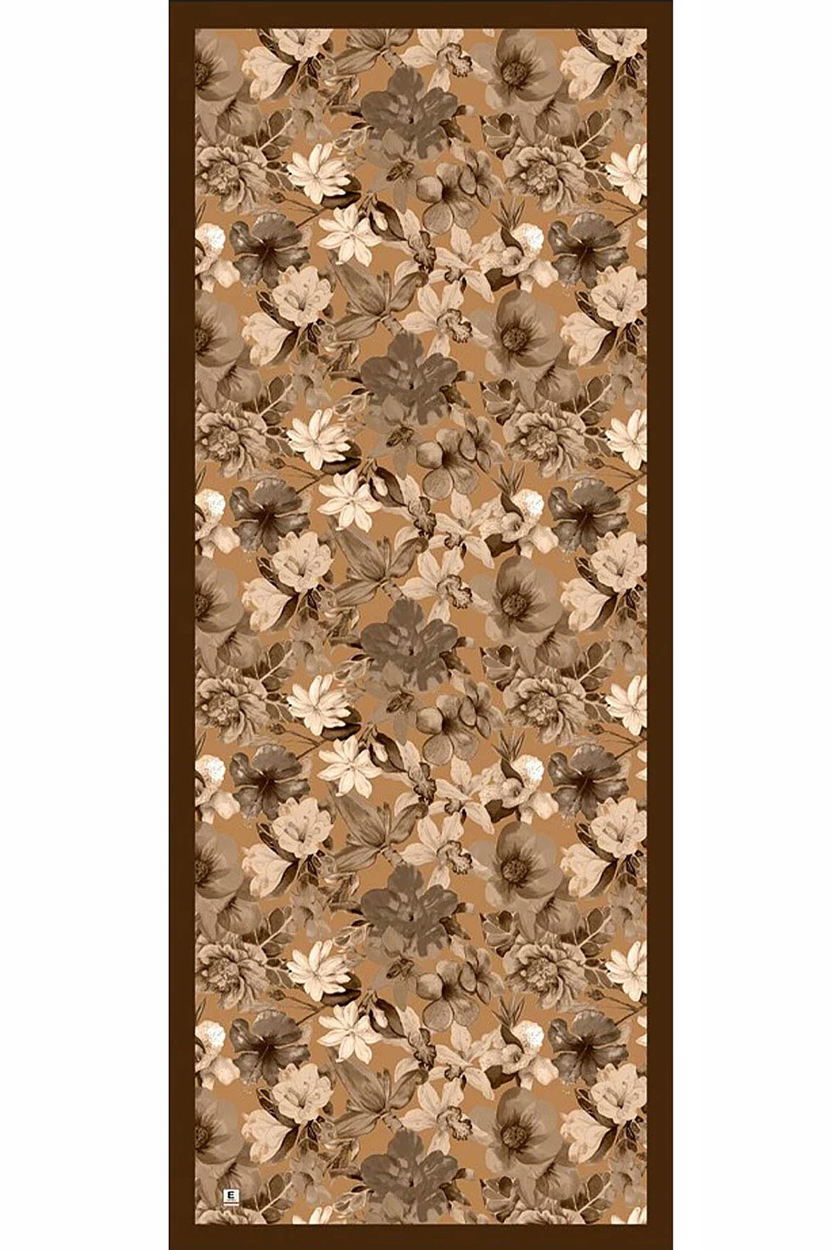 Kahve 70x180 Cm Dijital Baskılı Botanik Desen Soft Şal 482153