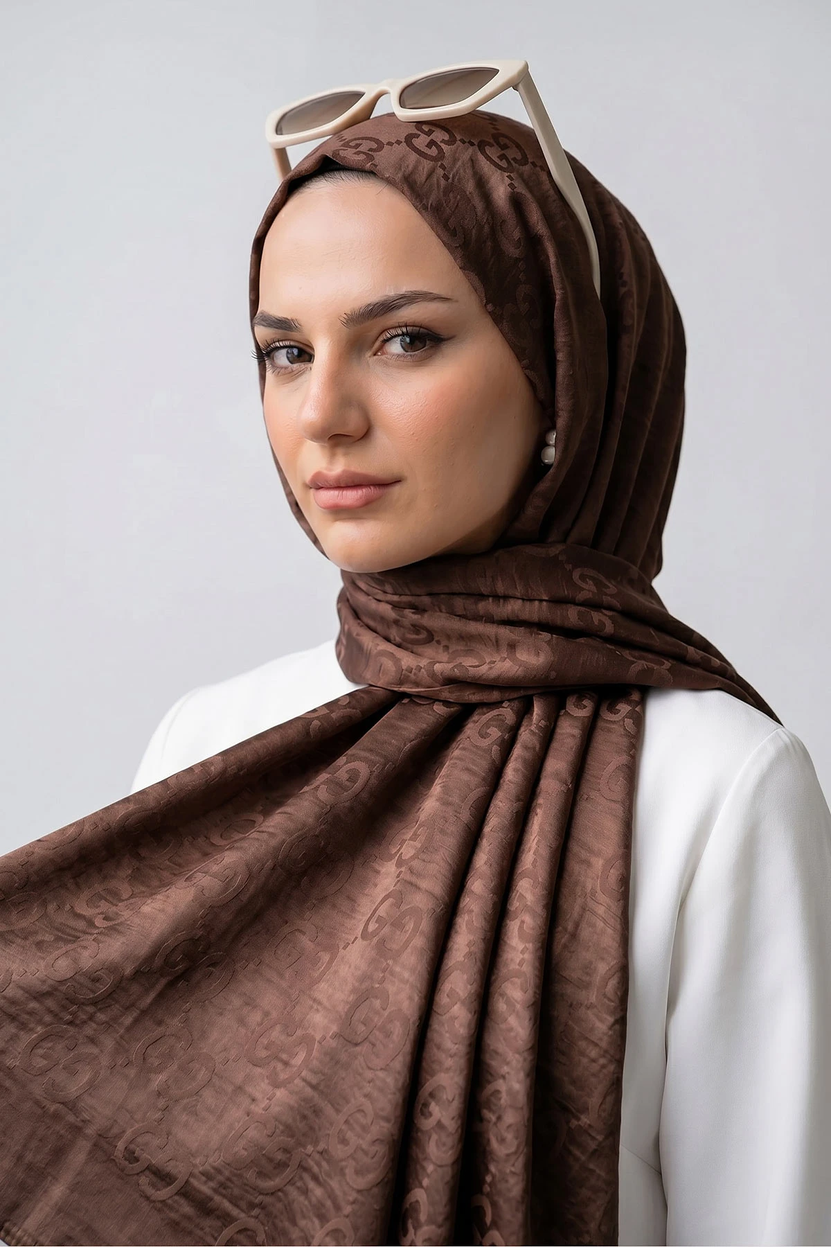 Kahve 70x180 Cm Elegance Premium Pamuk Jakar Şal 475021