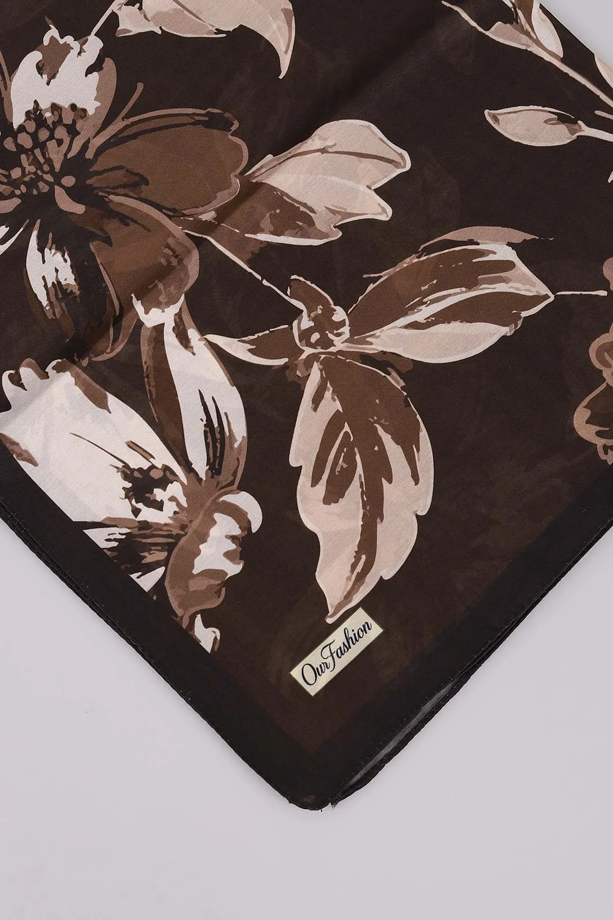 Kahve 75*180 Cm Çok Çiçek Baskılı Dijital Soft Tülbent Şal 469400