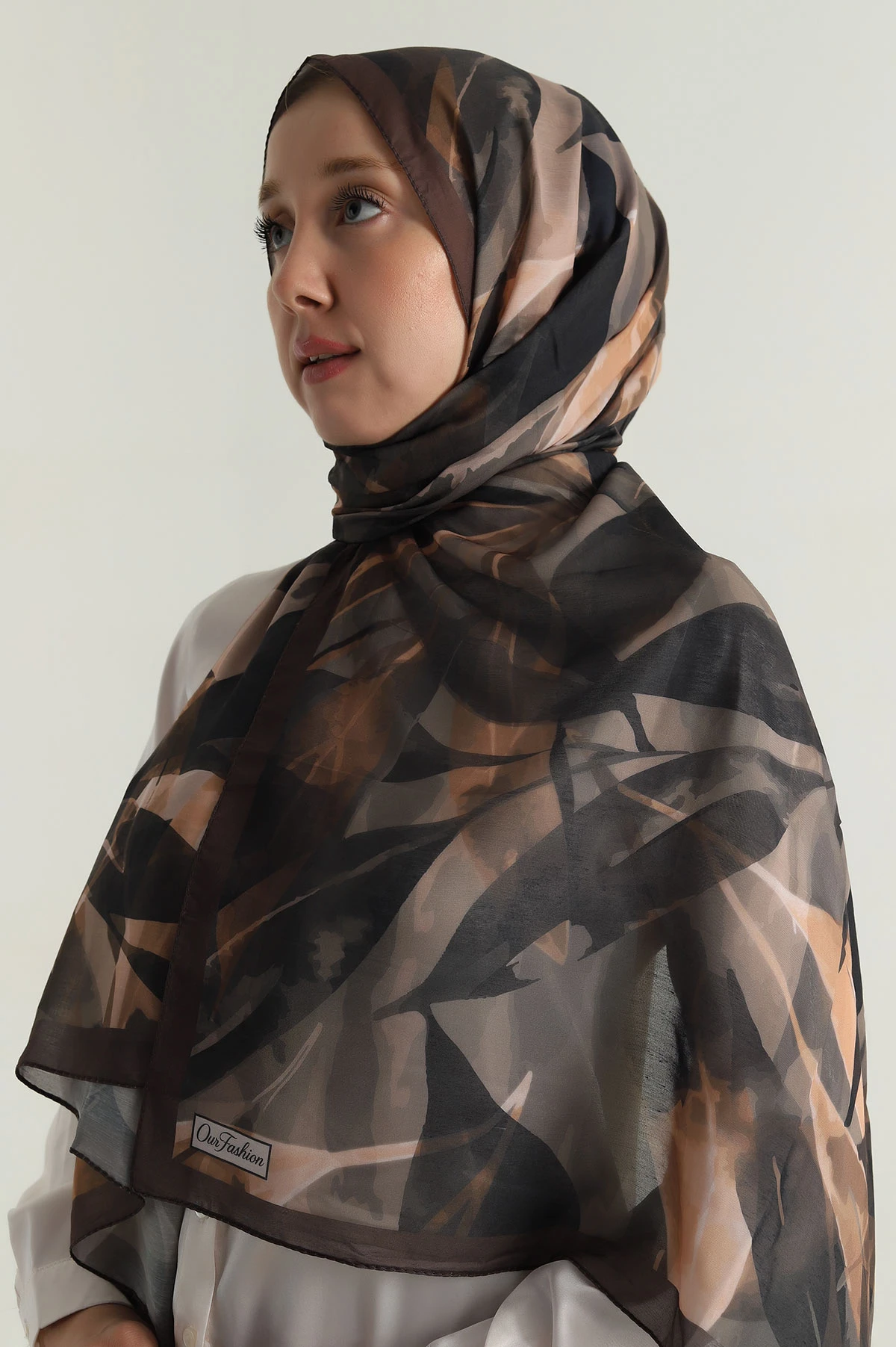 Kahve 75x180 Cm Our Fashion Dijital Baskılı Desenli Nova Şal 396801