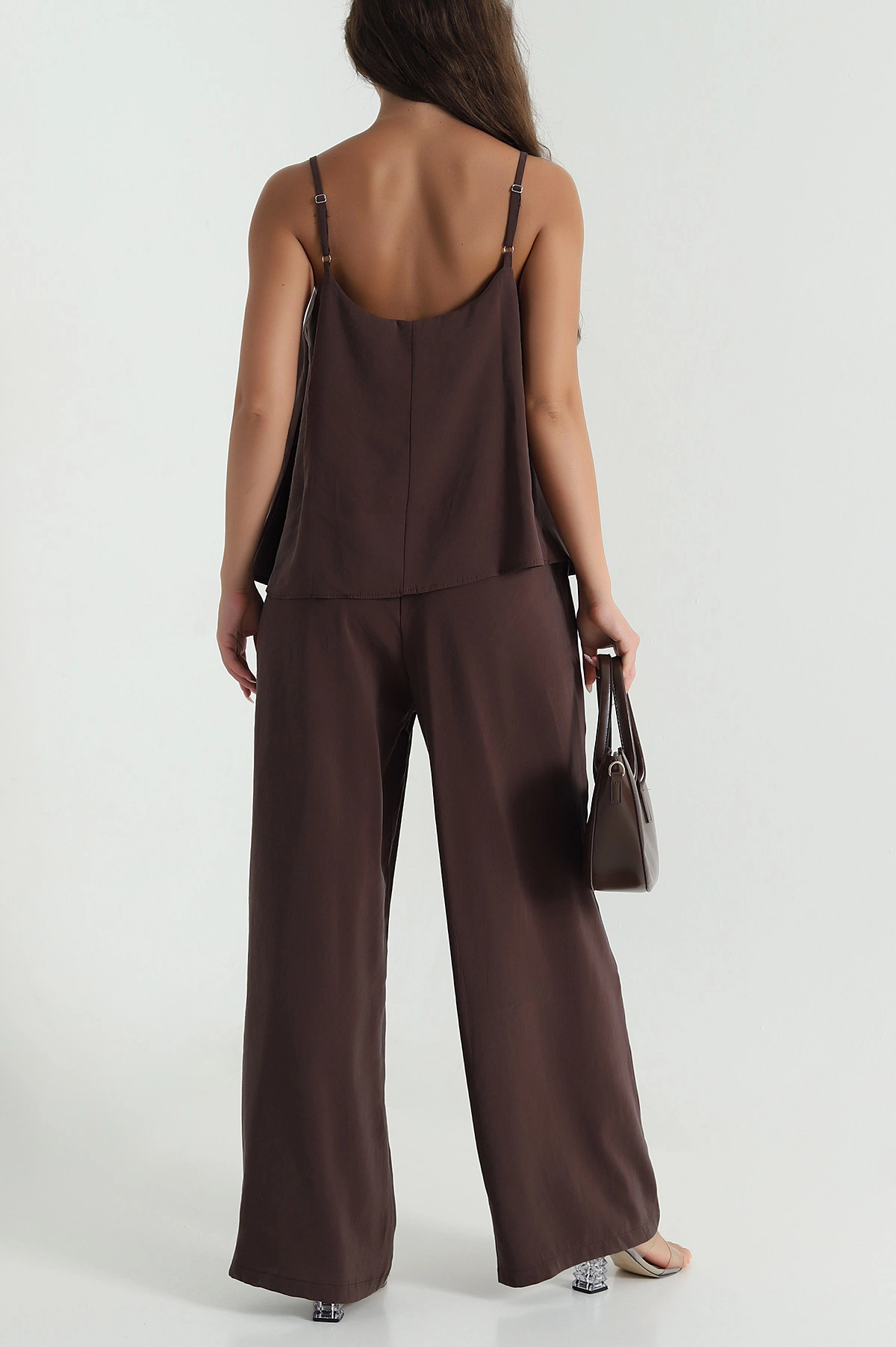 Kahve Askılı Tencel Kadın İkili Takım 471655
