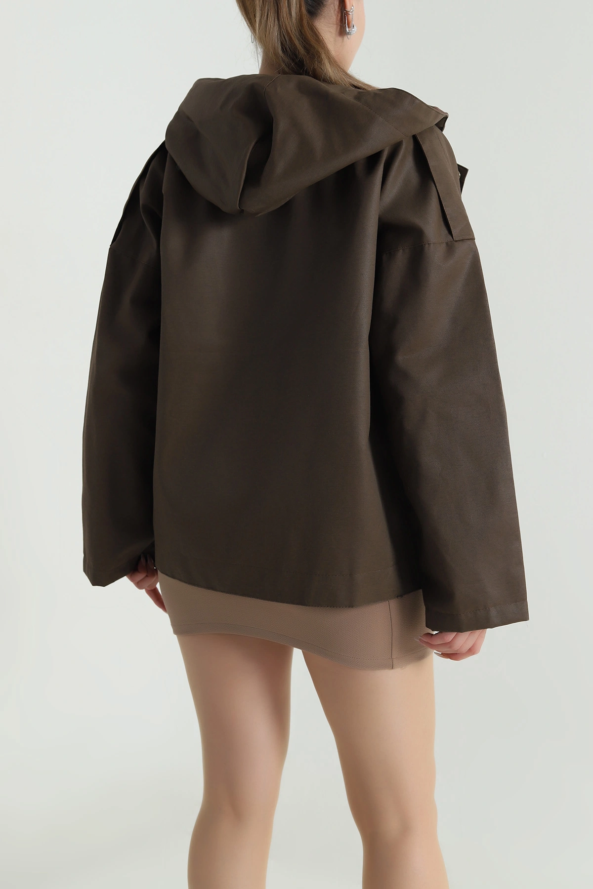 Kahve Barbour Kapüşonlu Kadın Ceket 488840