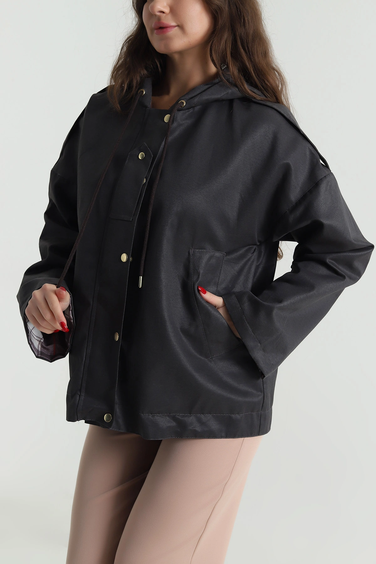 Kahve Barbour Kapüşonlu Kadın Ceket 493083