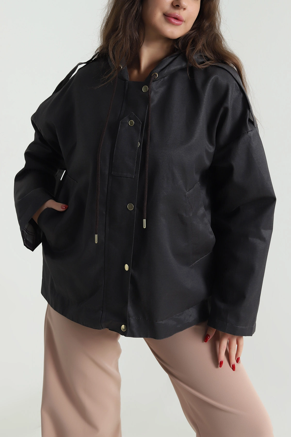 Kahve Barbour Kapüşonlu Kadın Ceket 493083