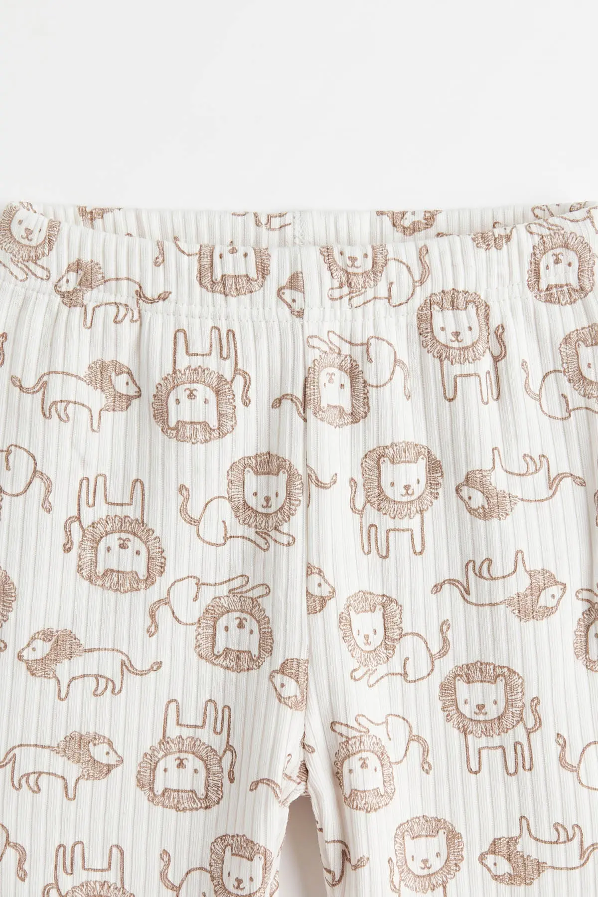 Kahve Beyaz  (1-3 Yaş) Aslan Desenli Raporlu Çocuk Pijama Takım 477331