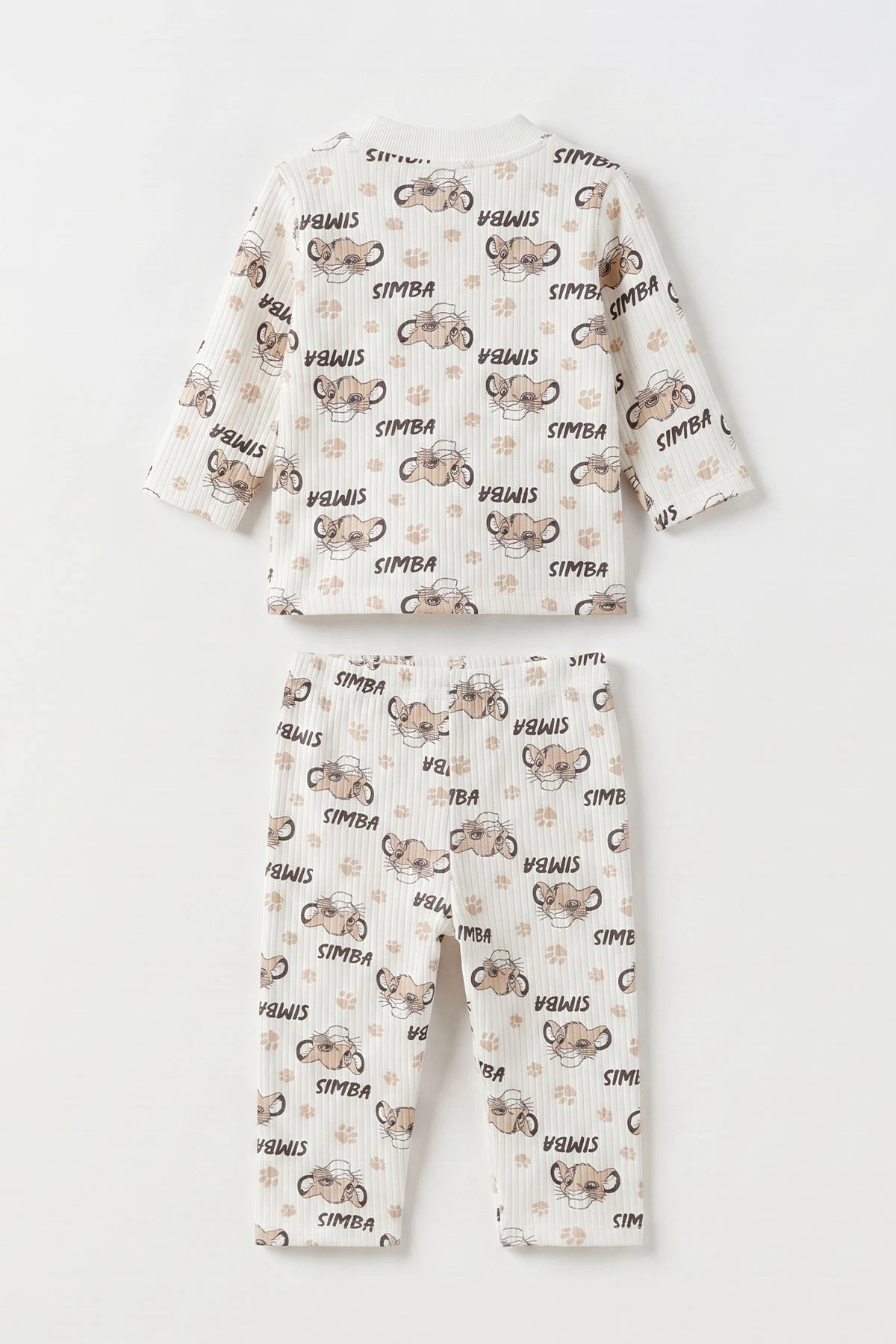 Kahve Beyaz  (1-3 Yaş) Simba Desenli Raporlu Çocuk Pijama Takım 477339