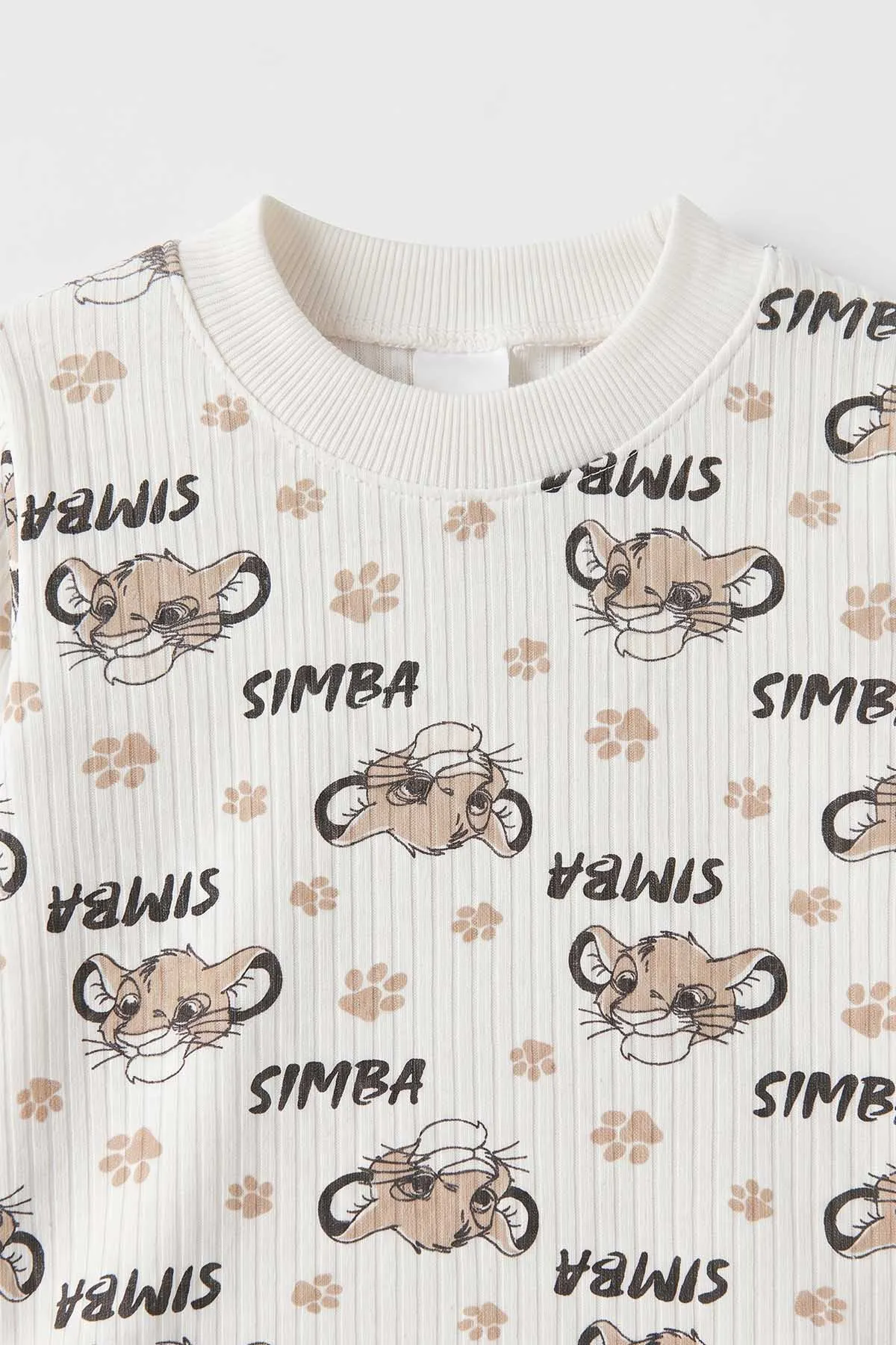 Kahve Beyaz  (1-3 Yaş) Simba Desenli Raporlu Çocuk Pijama Takım 477339