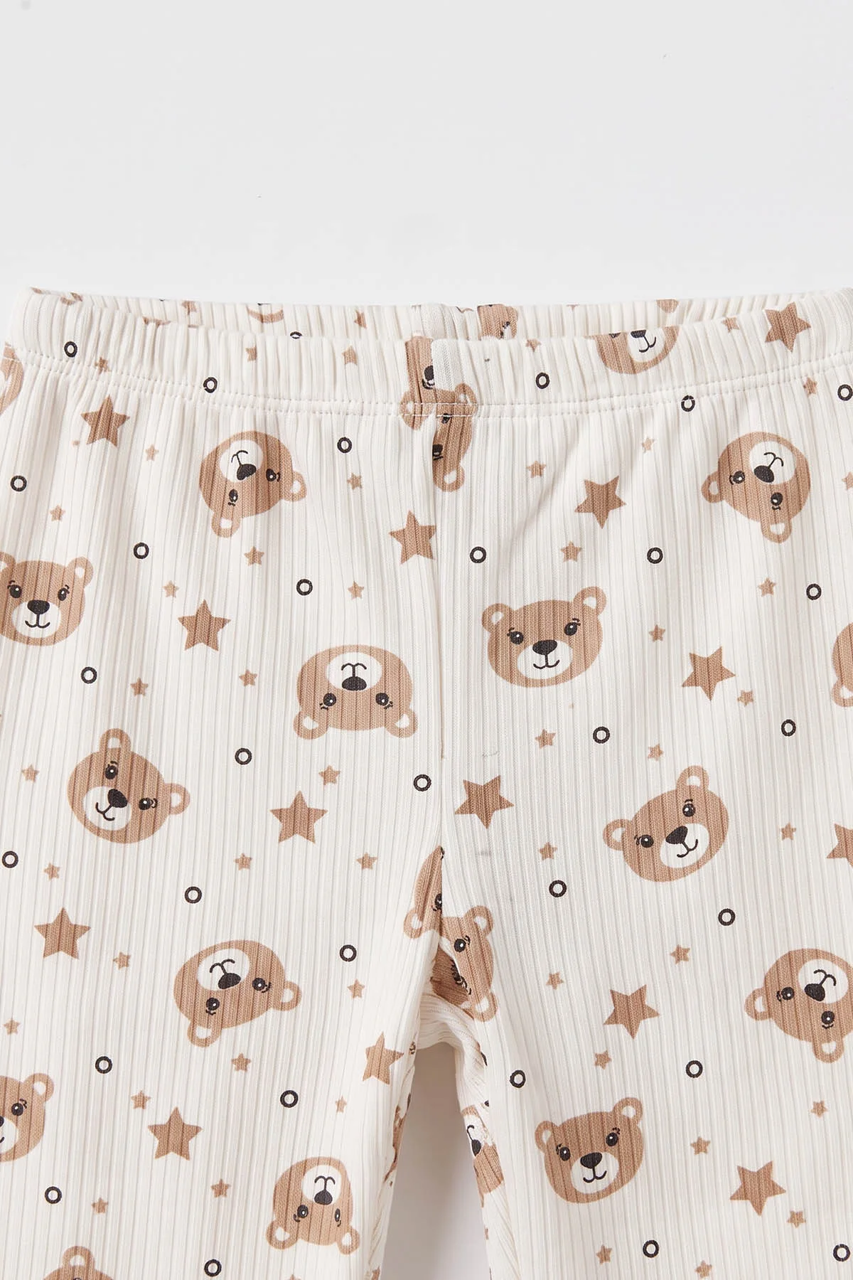 Kahve Beyaz (1-3 Yaş) Yıldız Desenli Raporlu Çocuk Pijama Takım 477263
