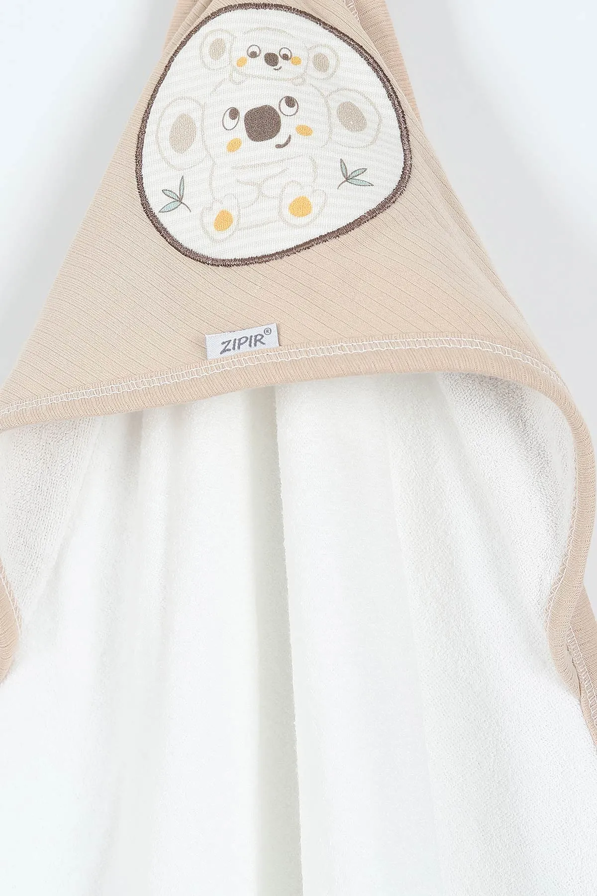 Kahve Beyaz (En:78 cm Boy:87 cm) Koala Nakışlı Bebek Havlu Takım 375874