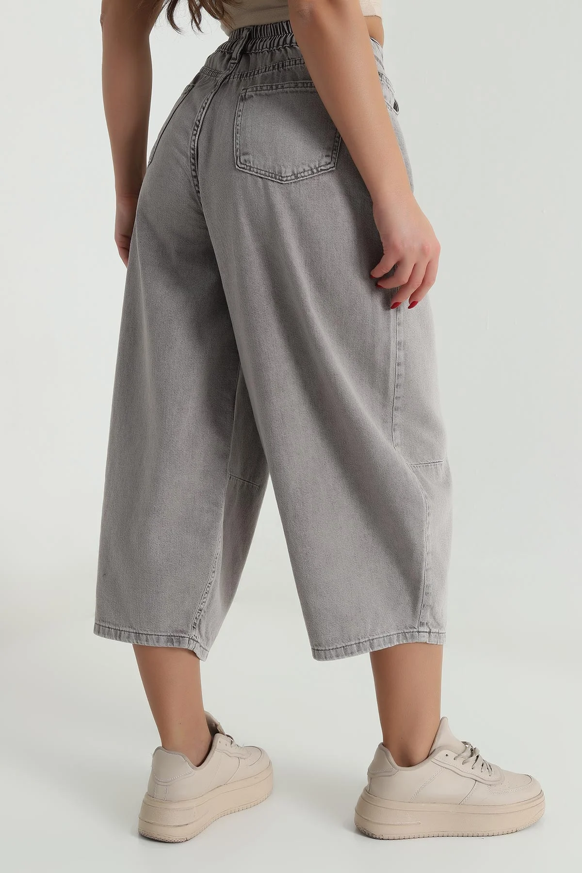 Kahve Cepli Balon Kadın Denim Pantolon 492225