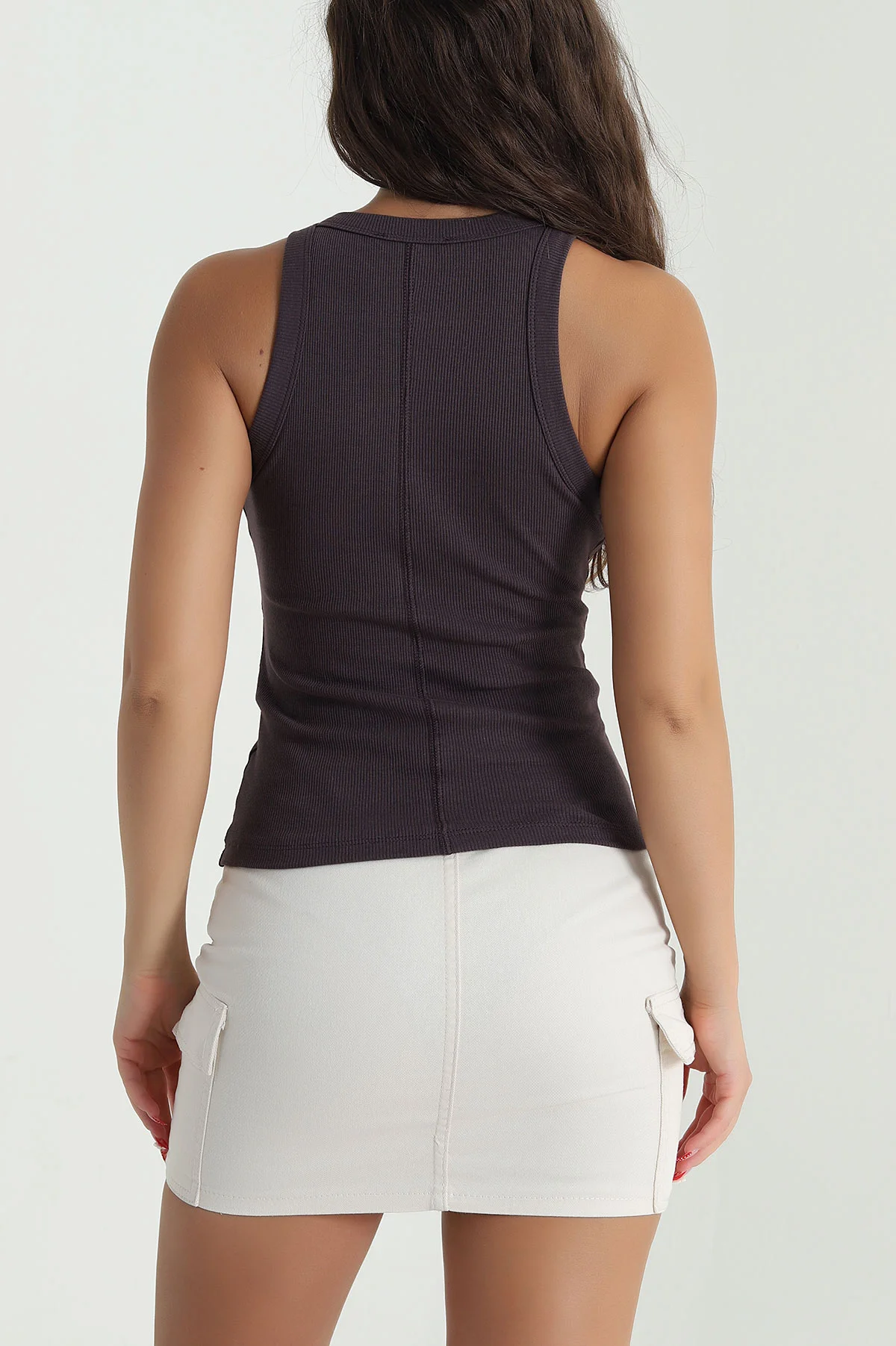 Kahve Fitilli Likralı Kadın Atlet 476486