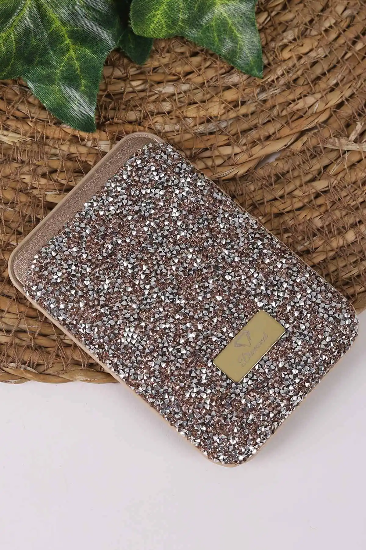 Kahve Iphone Uyumlu Diamond Wallet Case - Taşlı Magsafe Kartlık - Telefon Kartlığı 431864