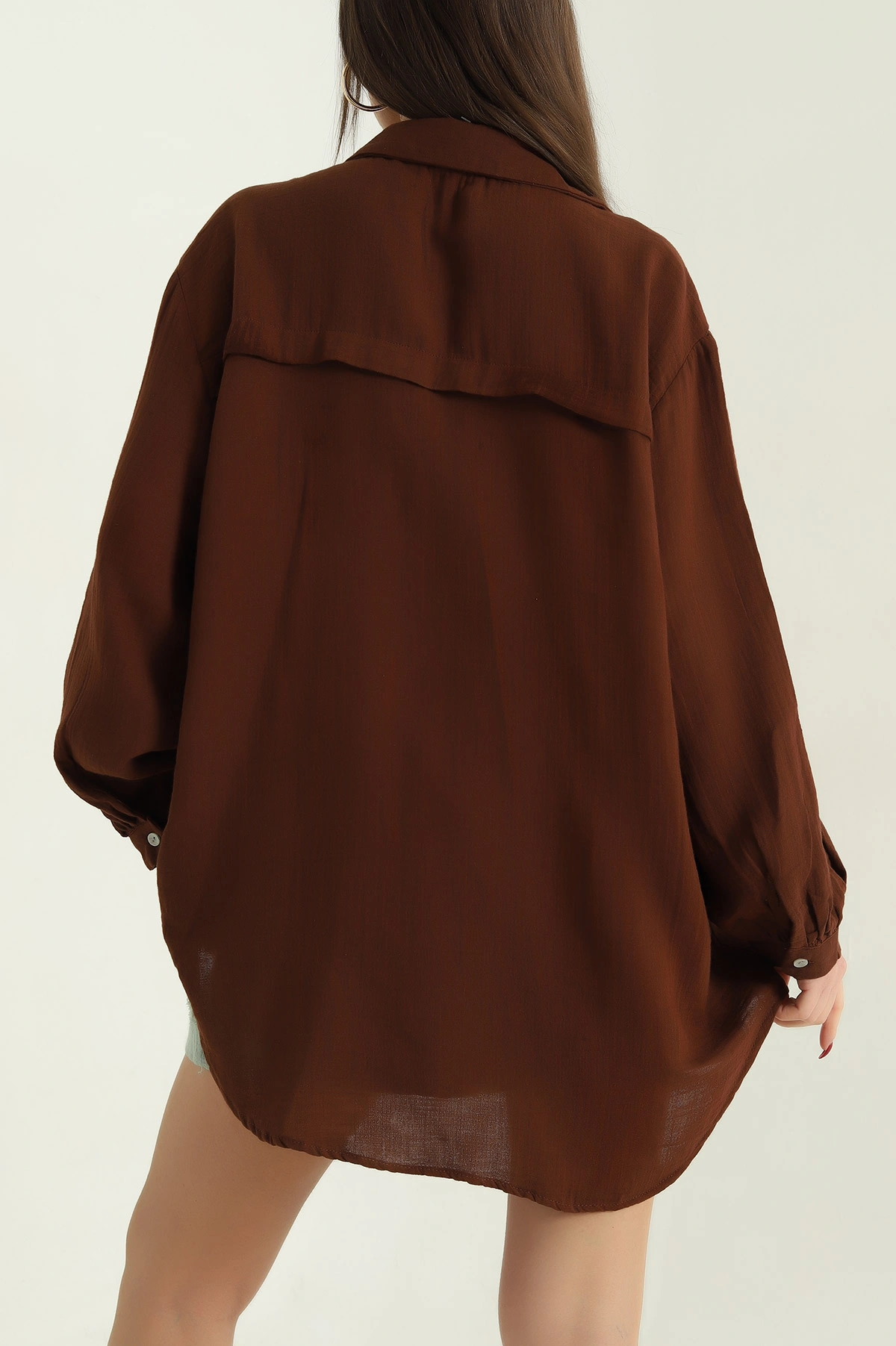 Kahve Müslin Bayan Gömlek Tunik 336944