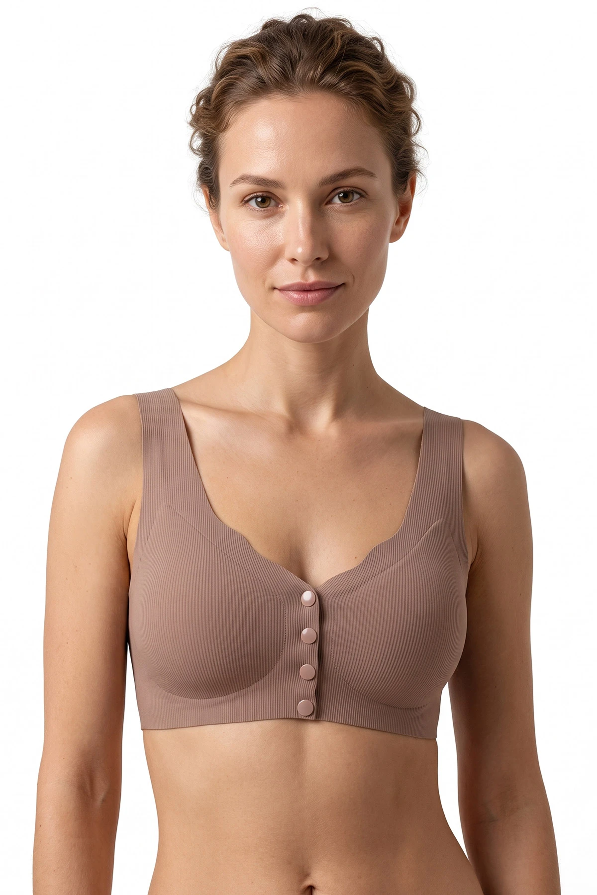 Kahve Lazer Kesim Çıt Çıtlı Kadın Sütyen 480490