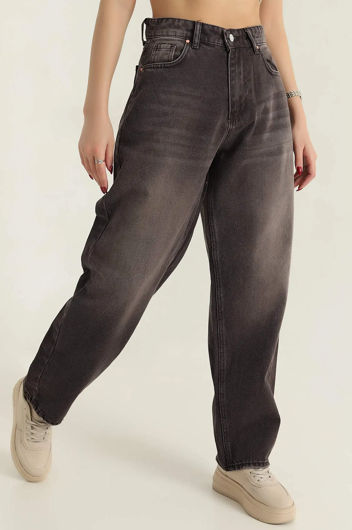 Kahve Mom Kadın Kot Pantolon 417086