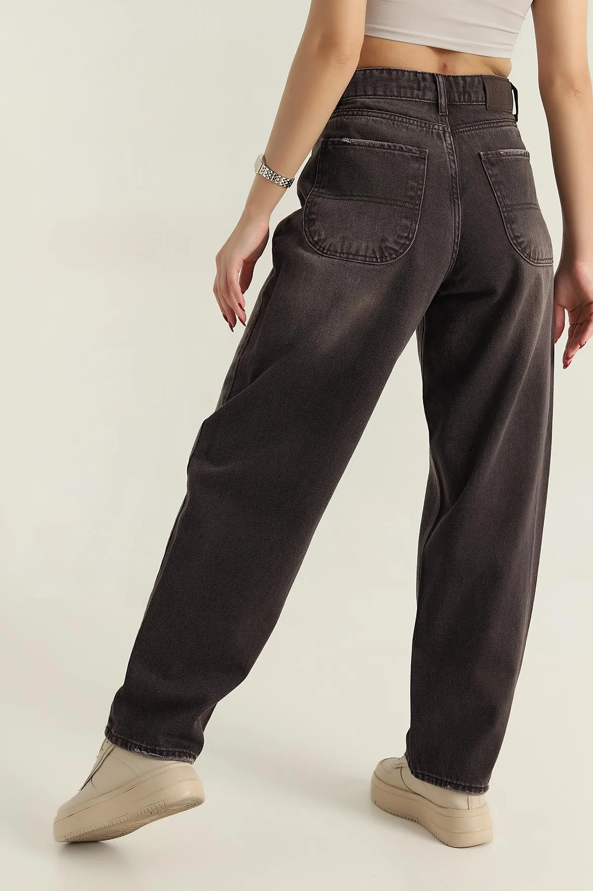Kahve Mom Kadın Kot Pantolon 417086
