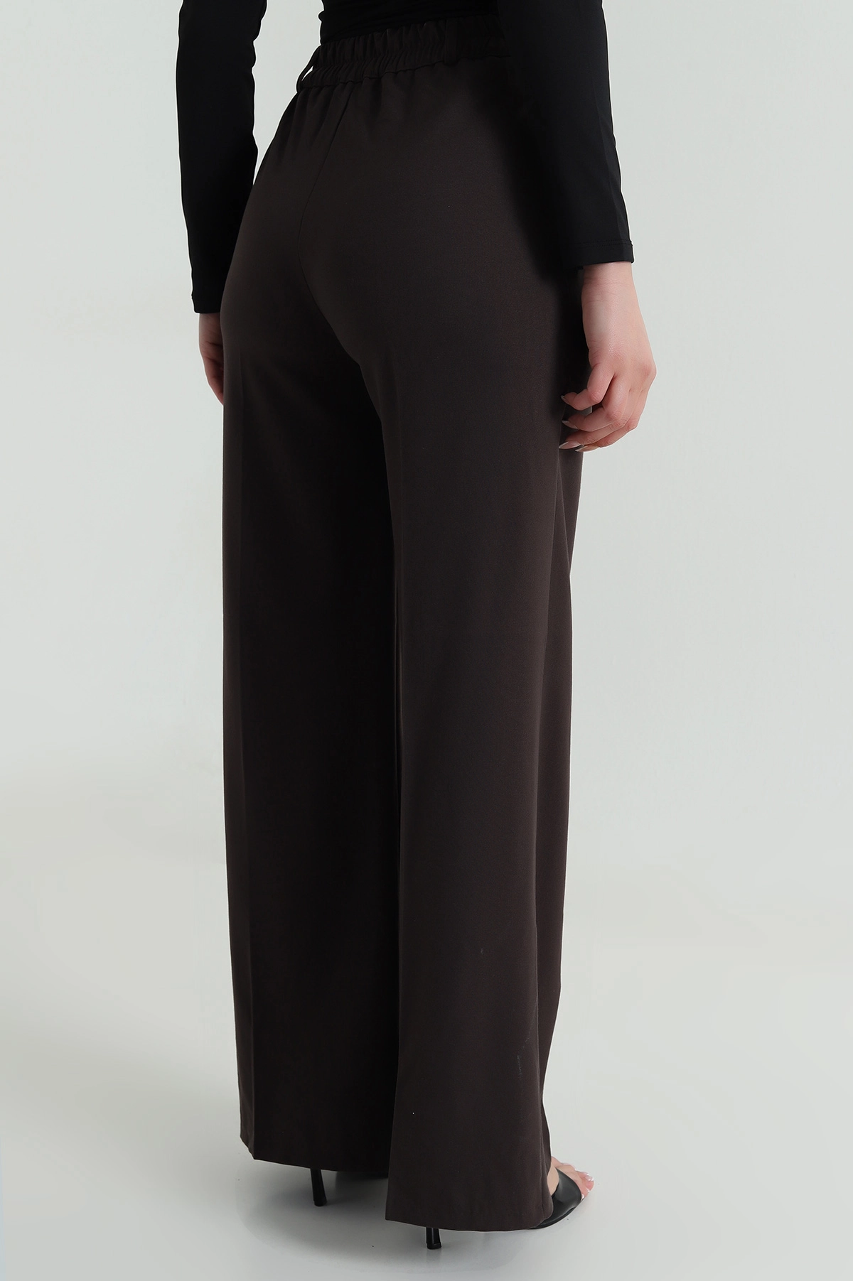 Kahve Pileli Cepli Double Kadın Pantolon 486951