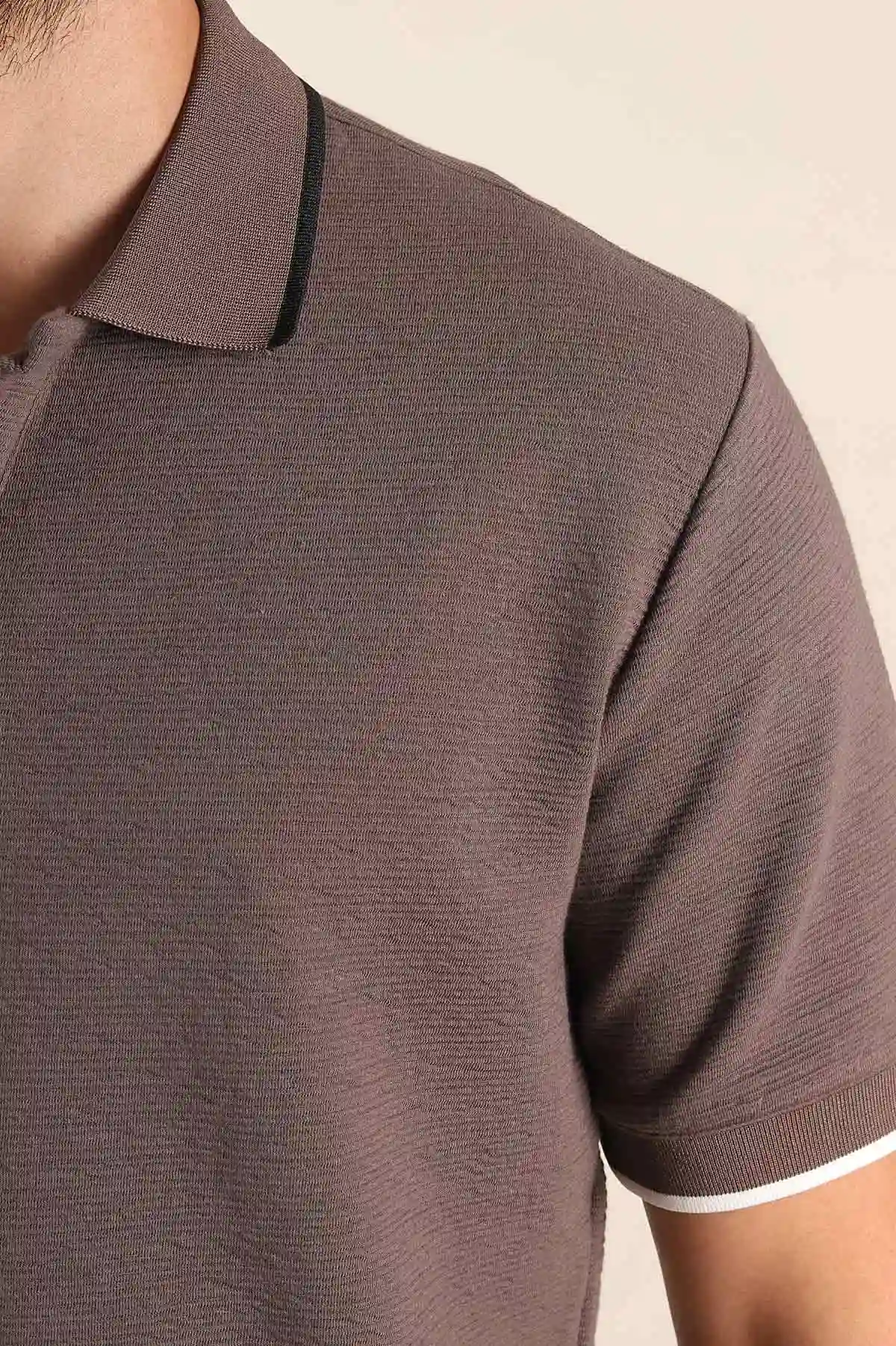 Kahve Relaxed Fit Patlı Polo Yaka Erkek Tişört 373090