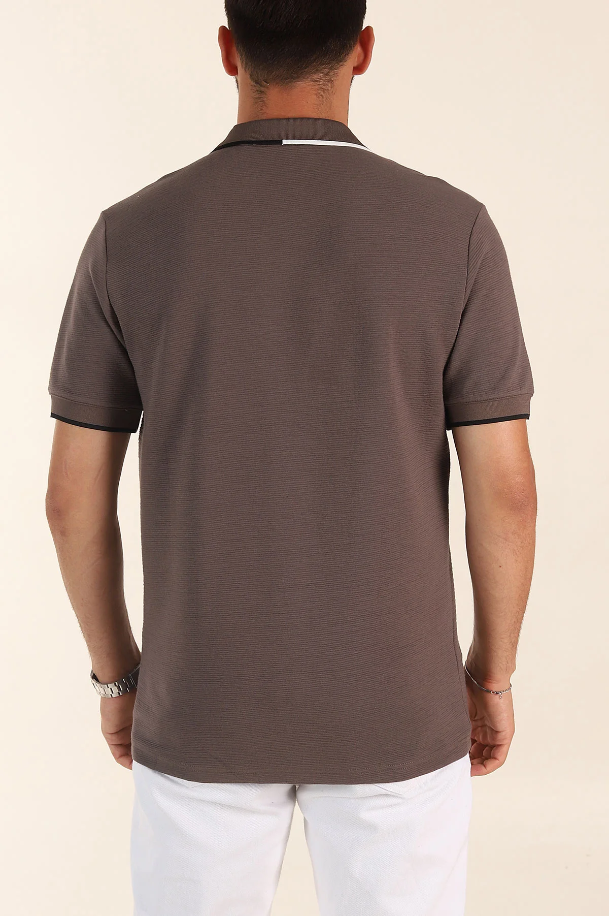 Kahve Relaxed Fit Patlı Polo Yaka Erkek Tişört 373090
