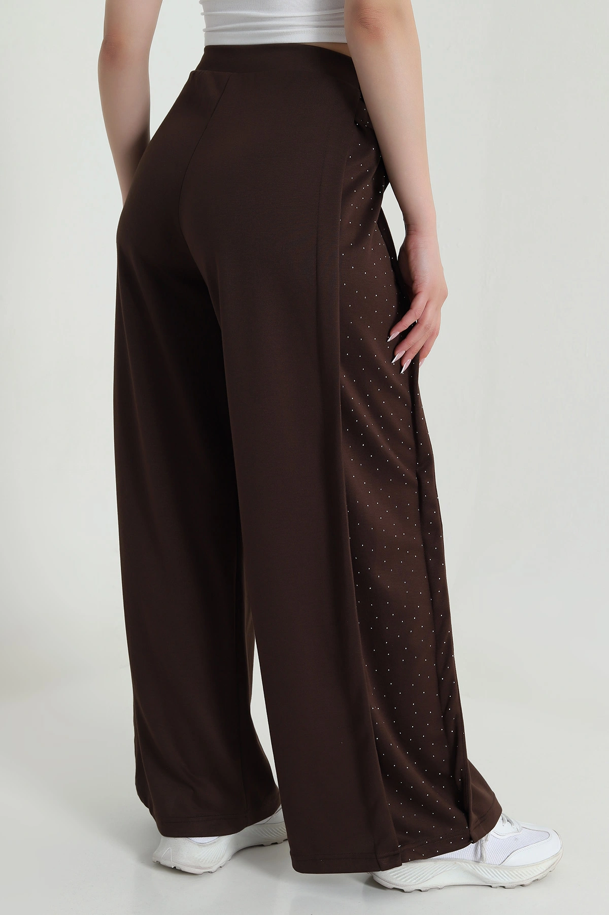 Kahve Taşlı Garnili Modal Kadın Pantolon 484406