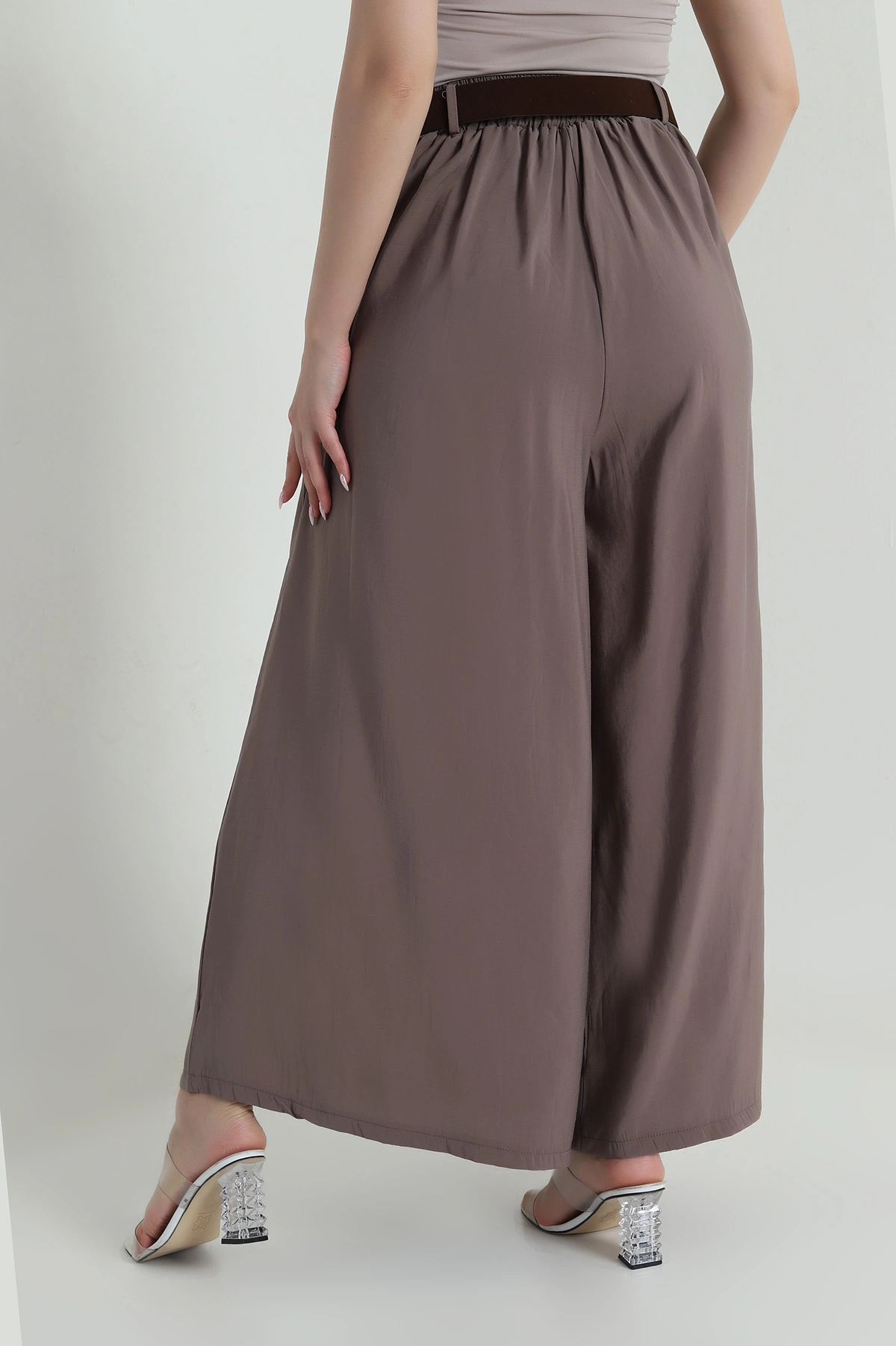 Kahve Tencel Pileli Kadın Pantolon 458259